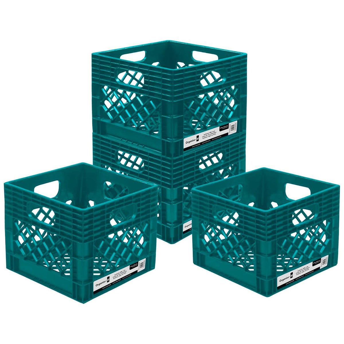 ORGANIZE-IT! Storage Milk Crate, Heavy-Duty Versatile Organizers Teal (Open Box)