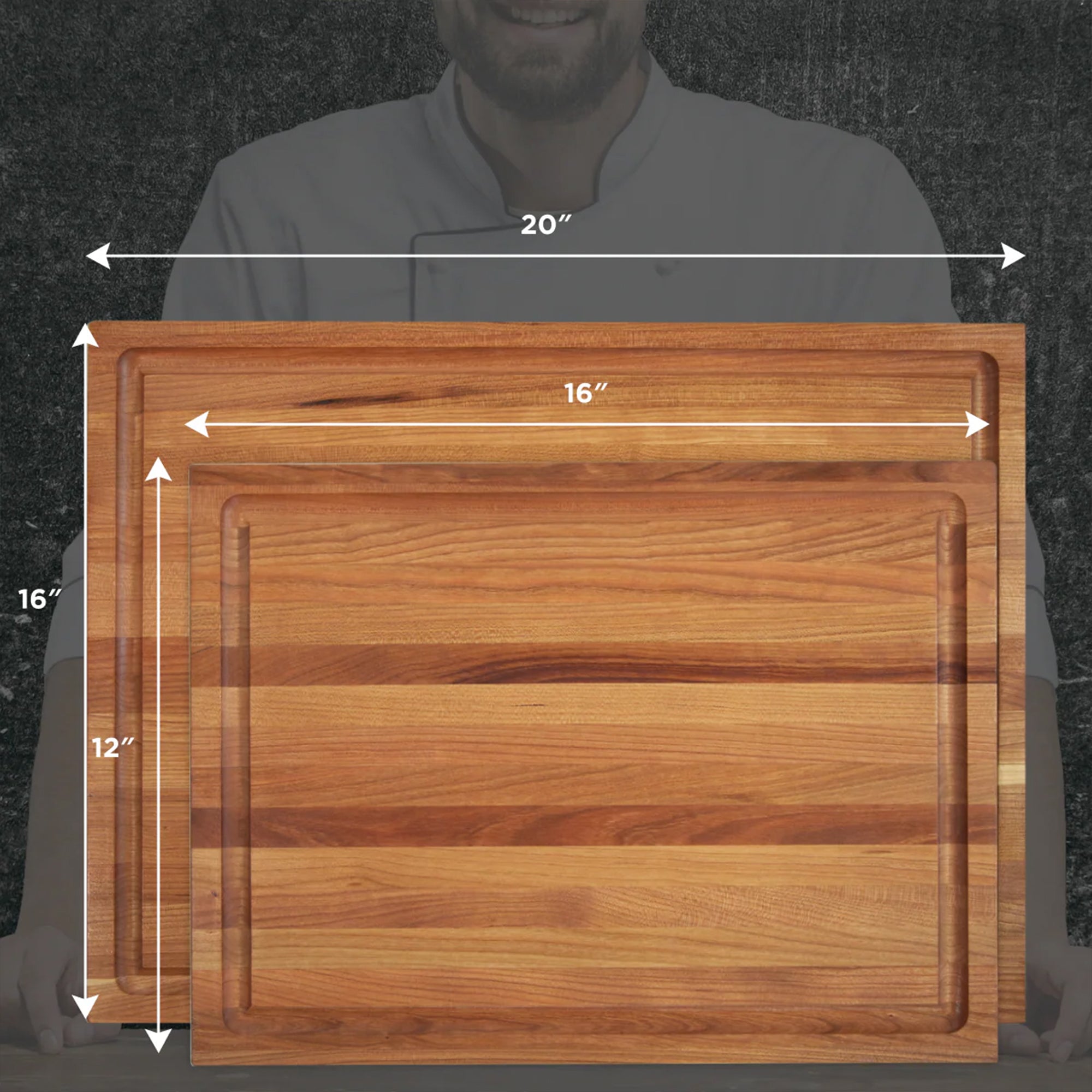 WoodForChef 16-Inch Classic Cherry Reversible Cutting Board with Juice Groove