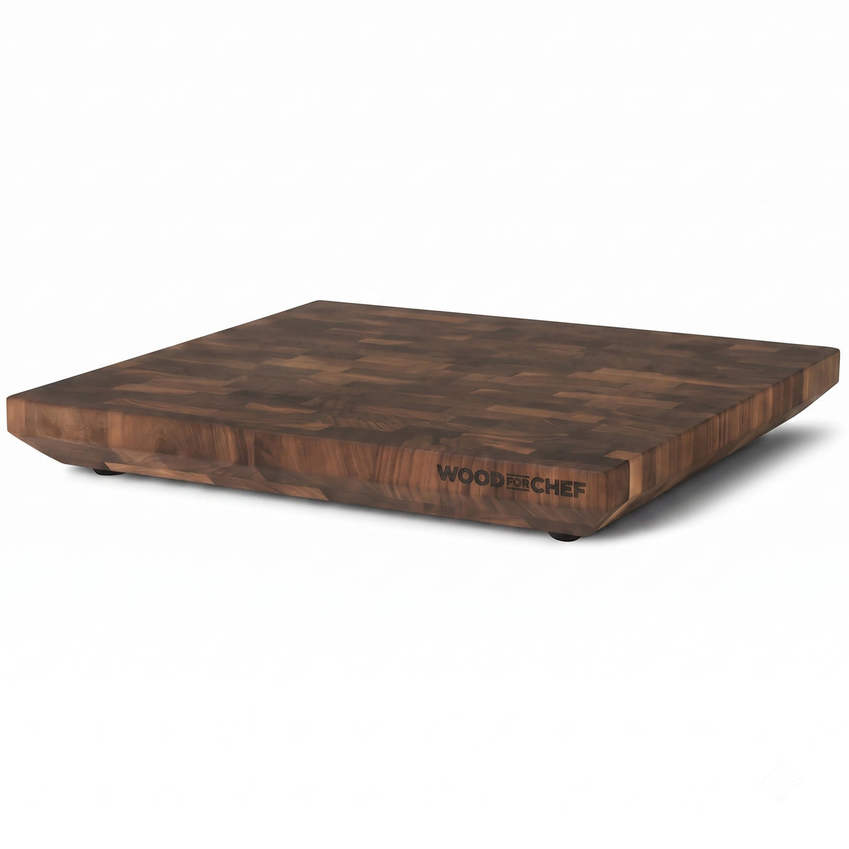 WoodForChef Heritage Walnut End Grain Cutting Board with Feet and Mineral Oil