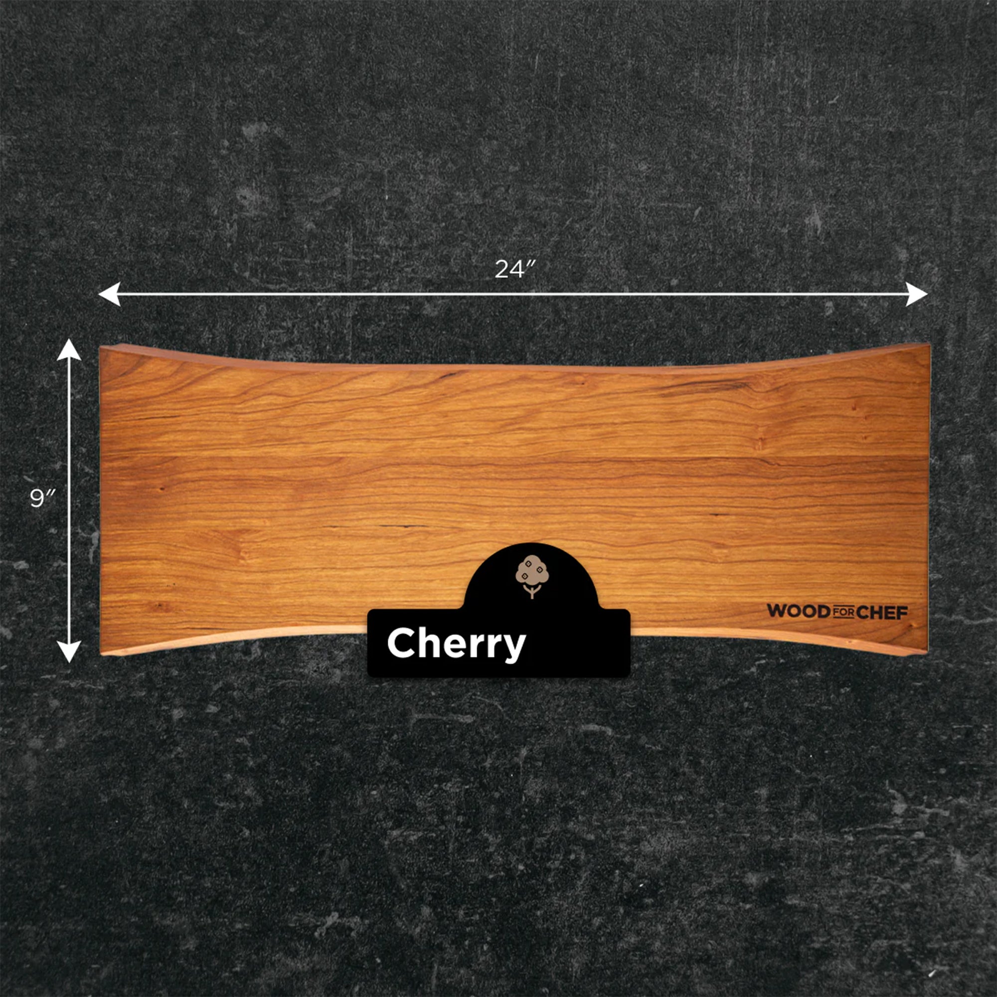 WoodForChef Cherry Live Edge Hardwood Charcuterie Board, 24 x 9 Inches