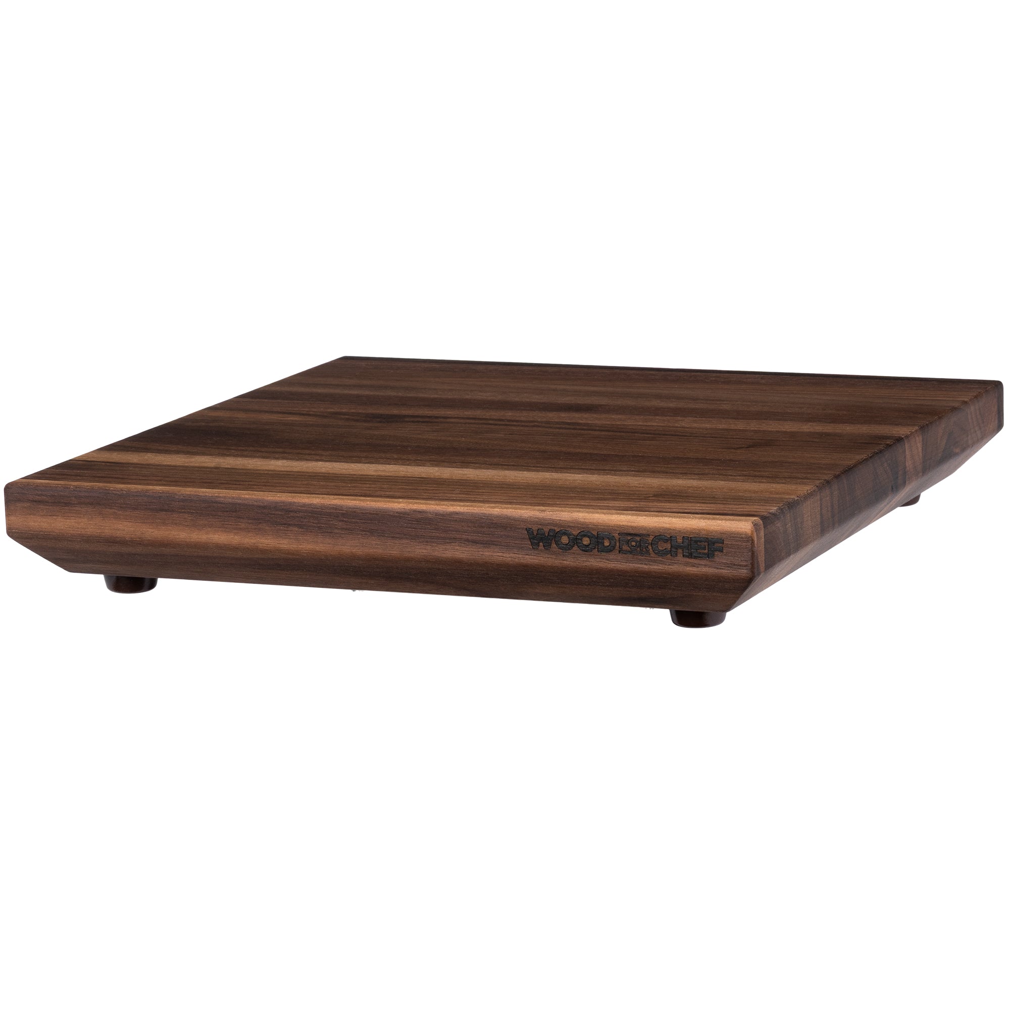 WoodForChef Alto Walnut Wood Cutting Board with Non-Slip Feet, 12" x 12" x 1.5"