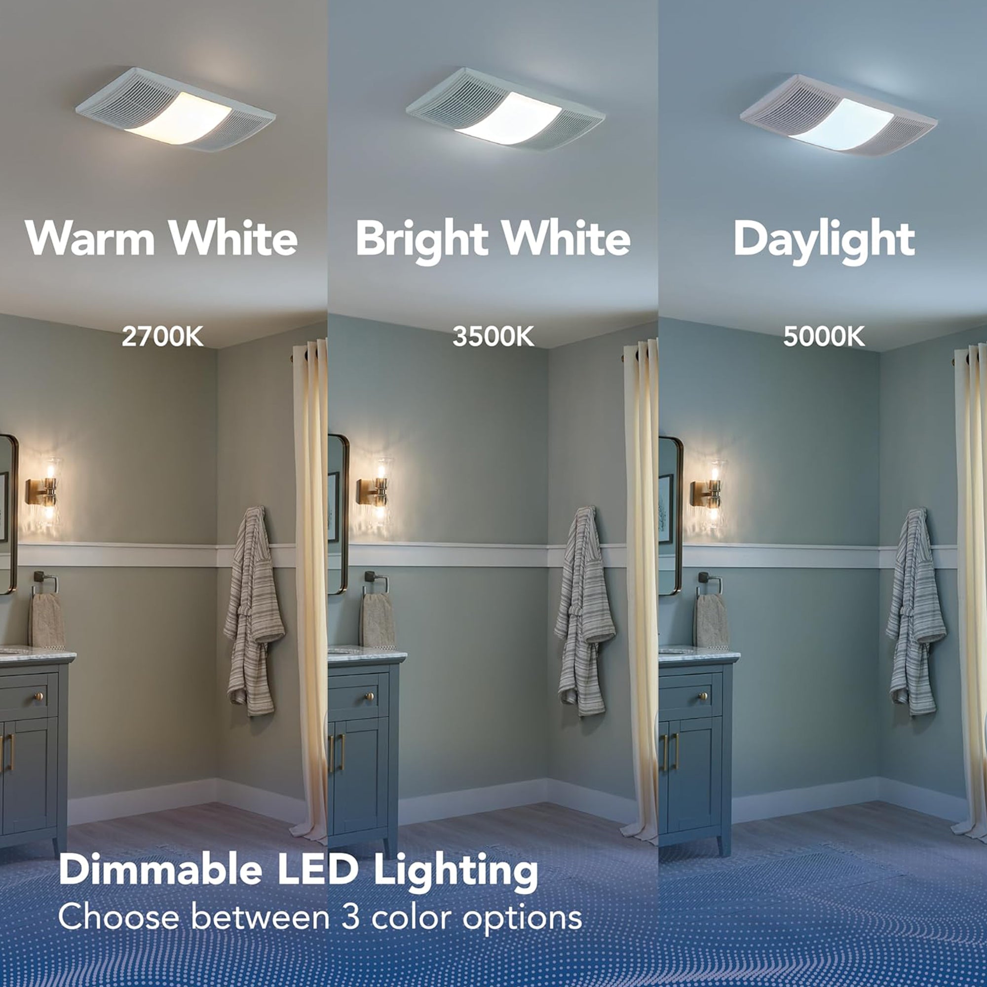 Broan-NuTone BHFLED80 Bathroom Exhaust Fan with LED Light and Heater, White