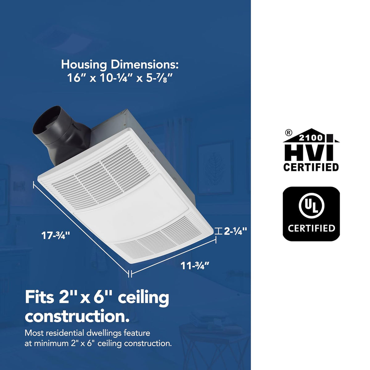 Broan-NuTone BHFLED80 Bathroom Exhaust Fan with LED Light and Heater, (Open Box)