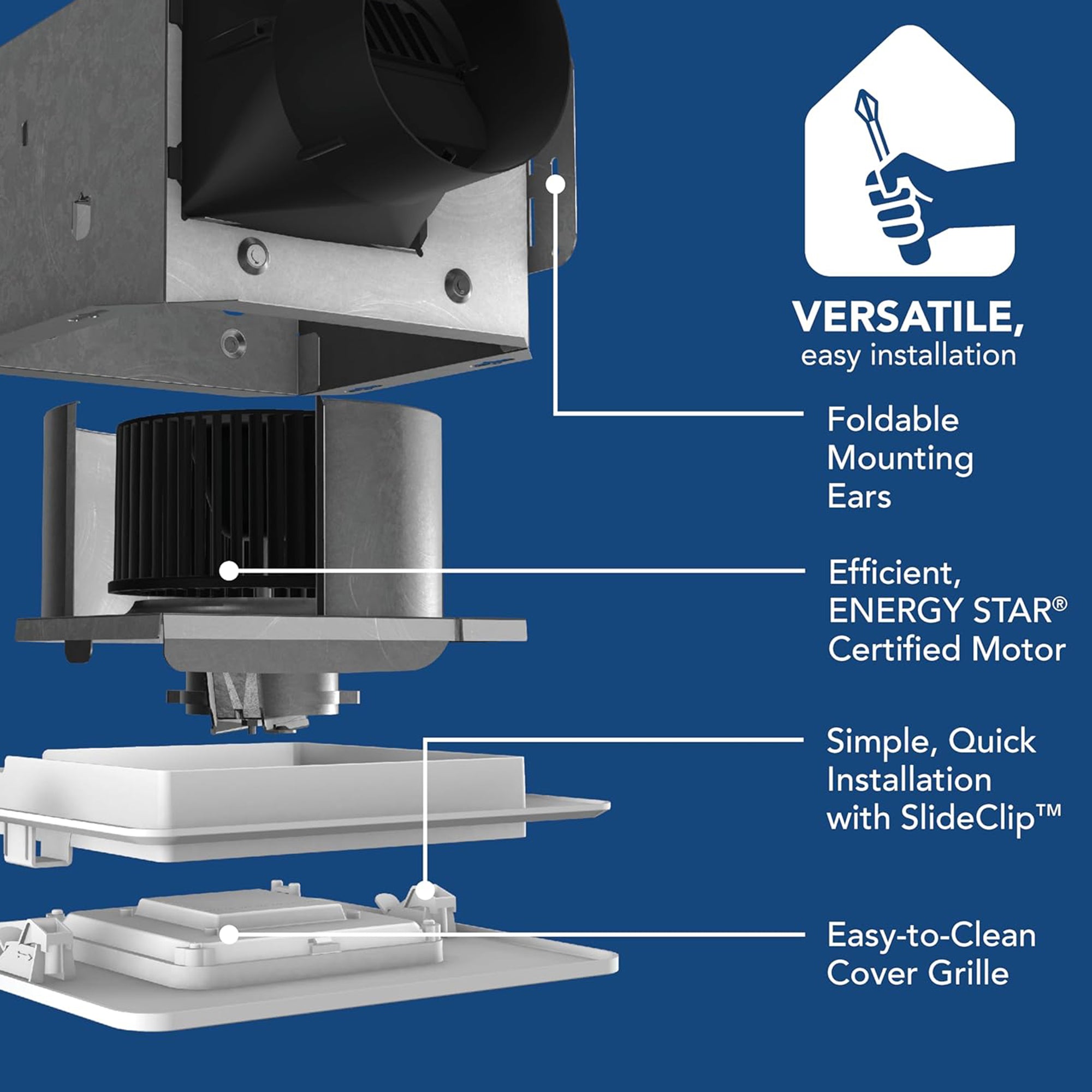 Broan-NuTone Roomside Series Exhaust Fan w LED Light for Bathroom (Open Box)