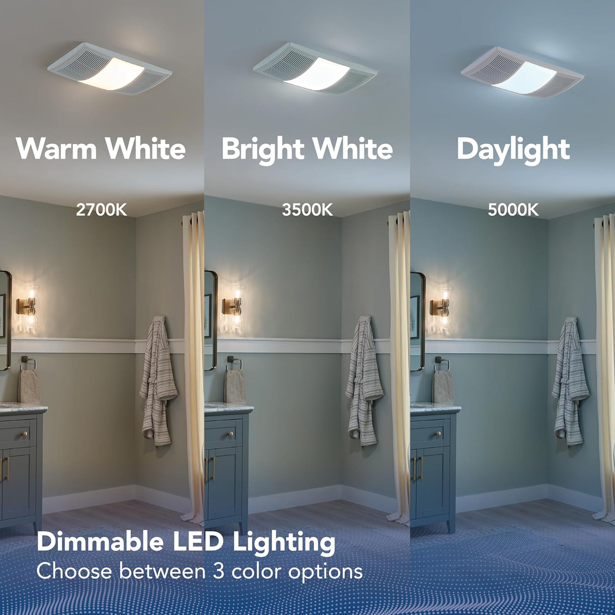 Broan-NuTone BHFLED110 PowerHeat Bathroom Fan with LED Light and Heater, White