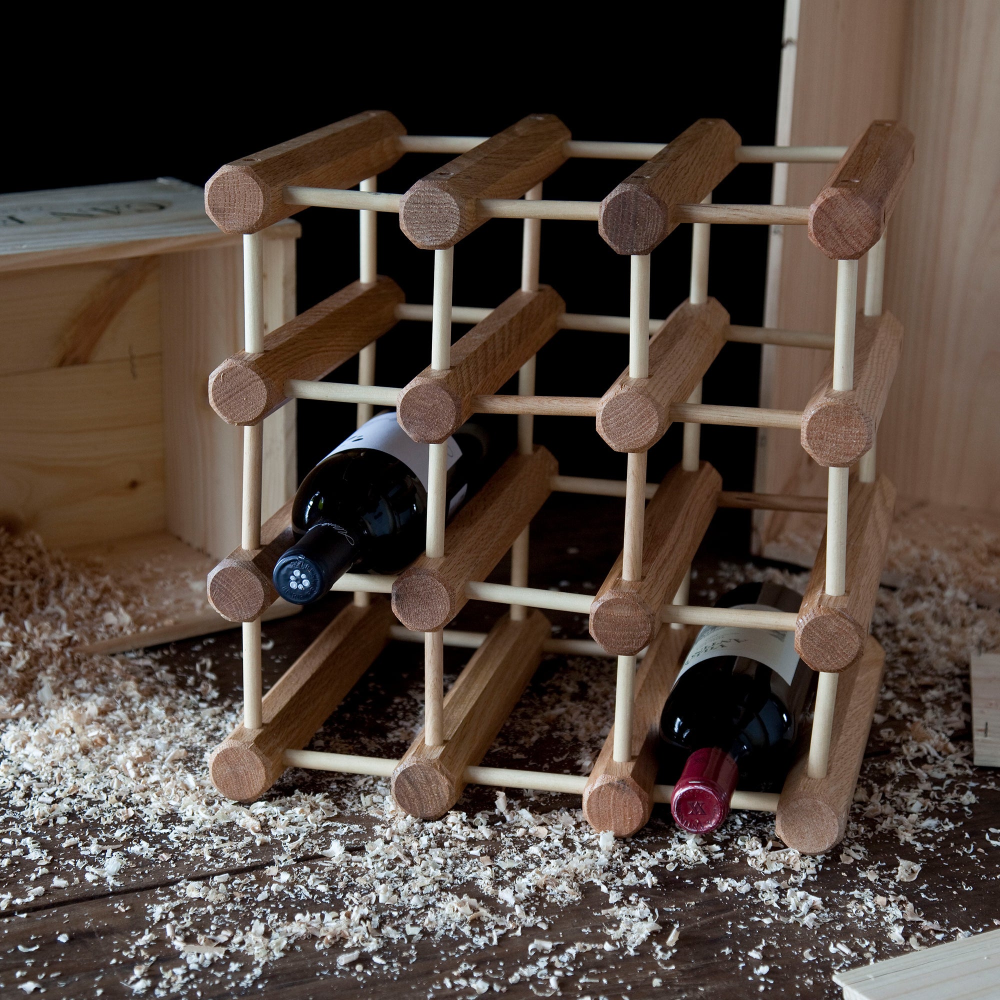 J.K. Adams Ash Wood Modular Wine Rack, Stackable Storage Holder, 12 Bottles - VMInnovations