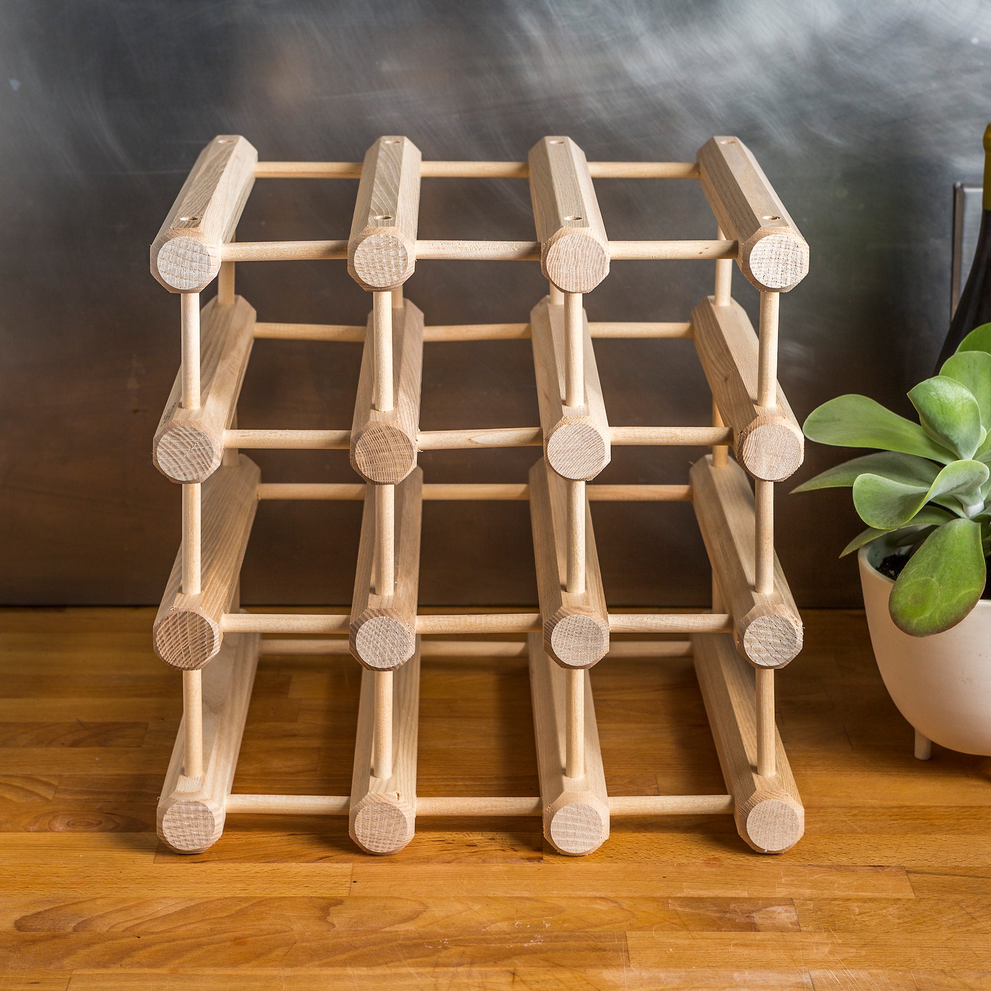J.K. Adams Ash Wood Modular Wine Rack, Stackable Storage Holder, 12 Bottles - VMInnovations