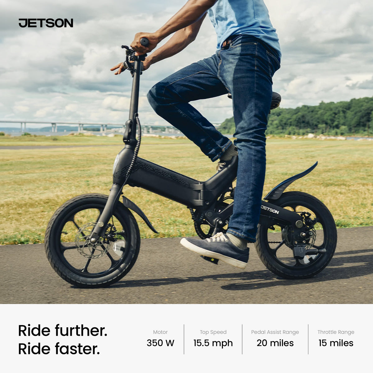 Jetson Haze Foldable Electric Bike with Twist Throttle and 16" Tires, Black - VMInnovations