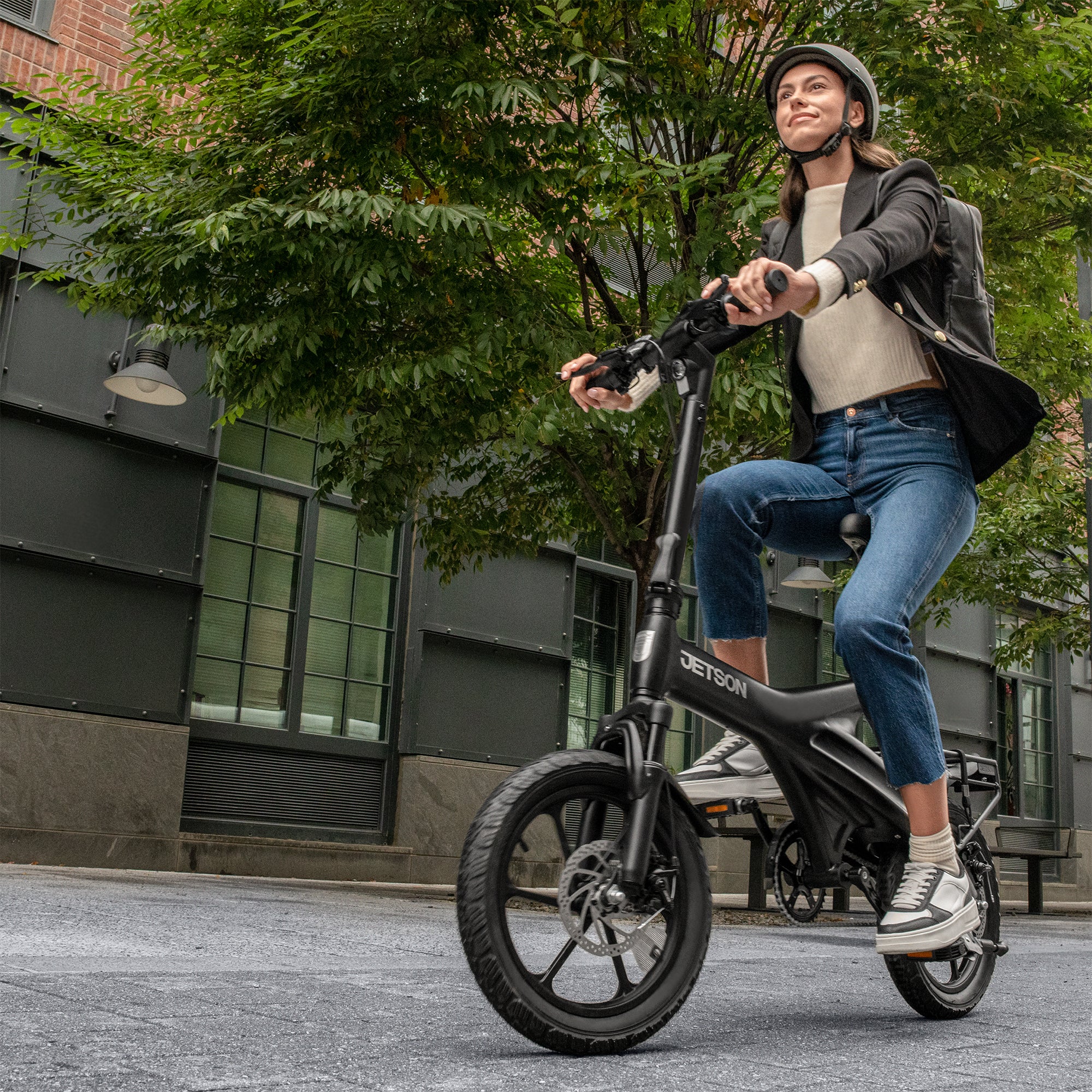 Jetson OTG Elite Portable Folding Electric Bike with Pneumatic 16" Tires, Black