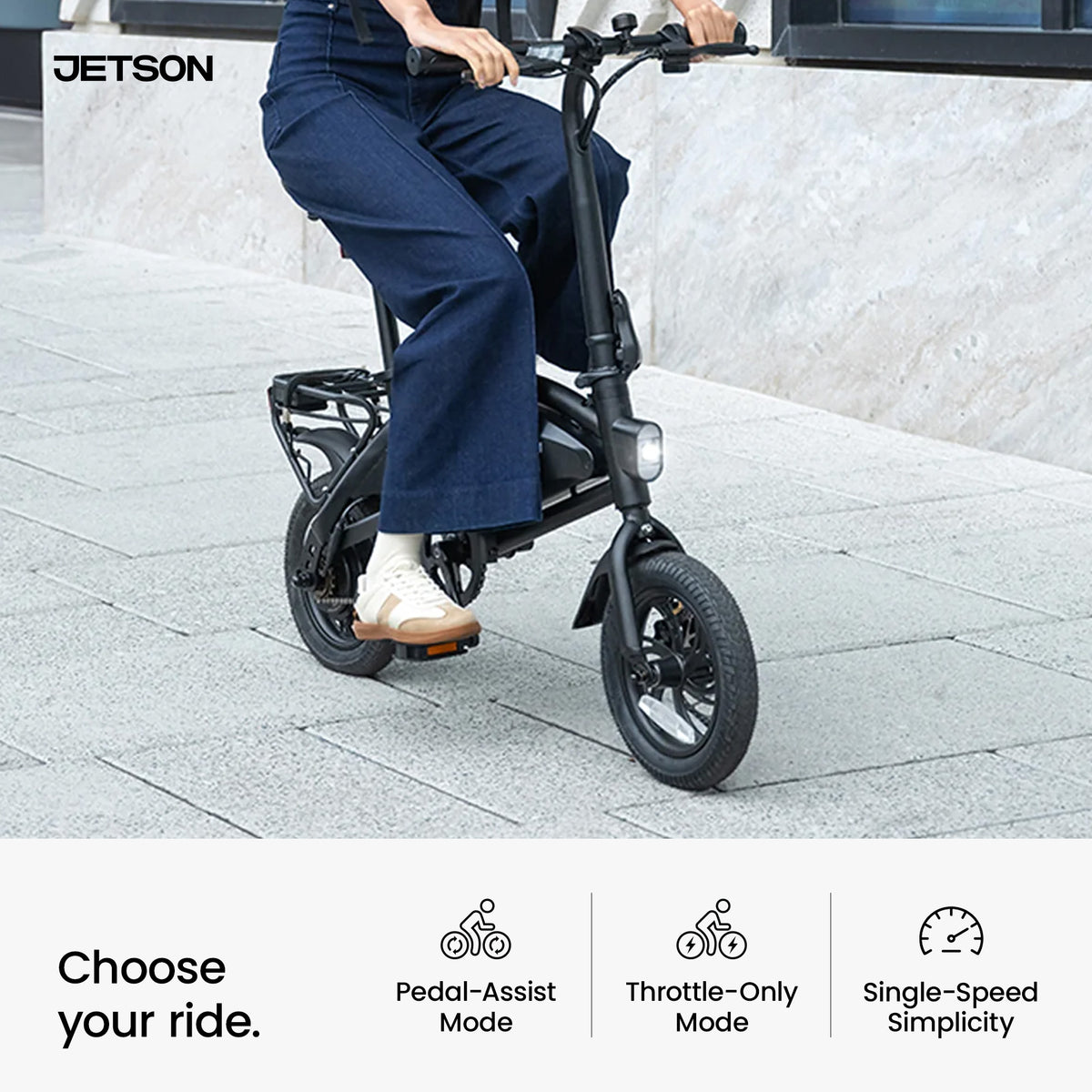 Jetson Axle X Portable Folding Electric Bike with Pneumatic 12" Tires, Black - VMInnovations