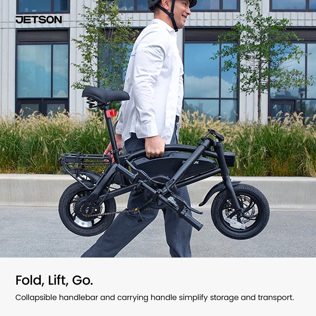 Jetson Axle X Portable Folding Electric Bike with Pneumatic 12" Tires, Black - VMInnovations