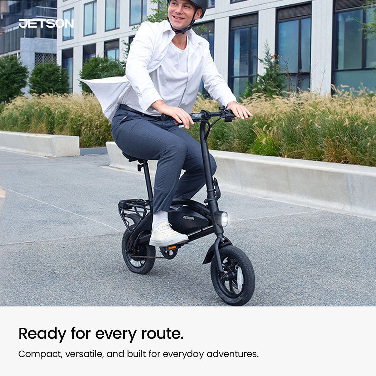 Jetson Axle X Portable Folding Electric Bike with Pneumatic 12" Tires, Black - VMInnovations
