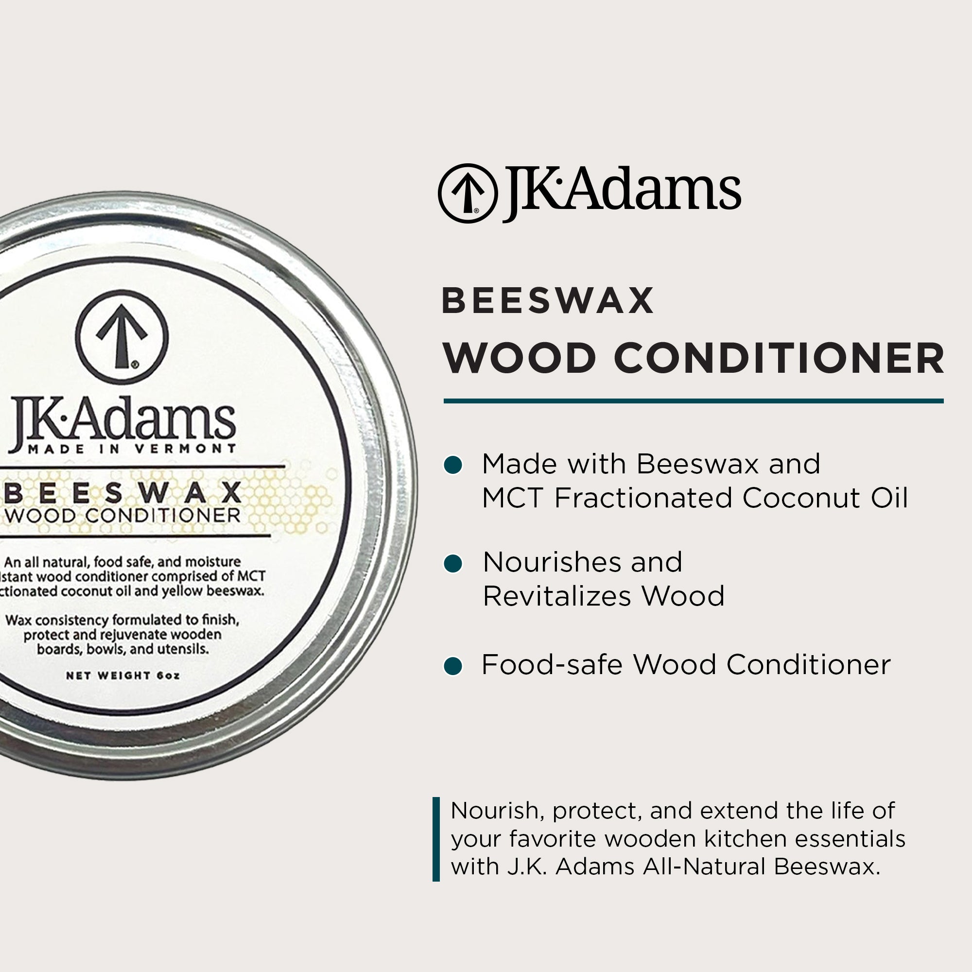 J.K. Adams Bees Wax Conditioner for Cutting Boards and Butcher Block Countertops
