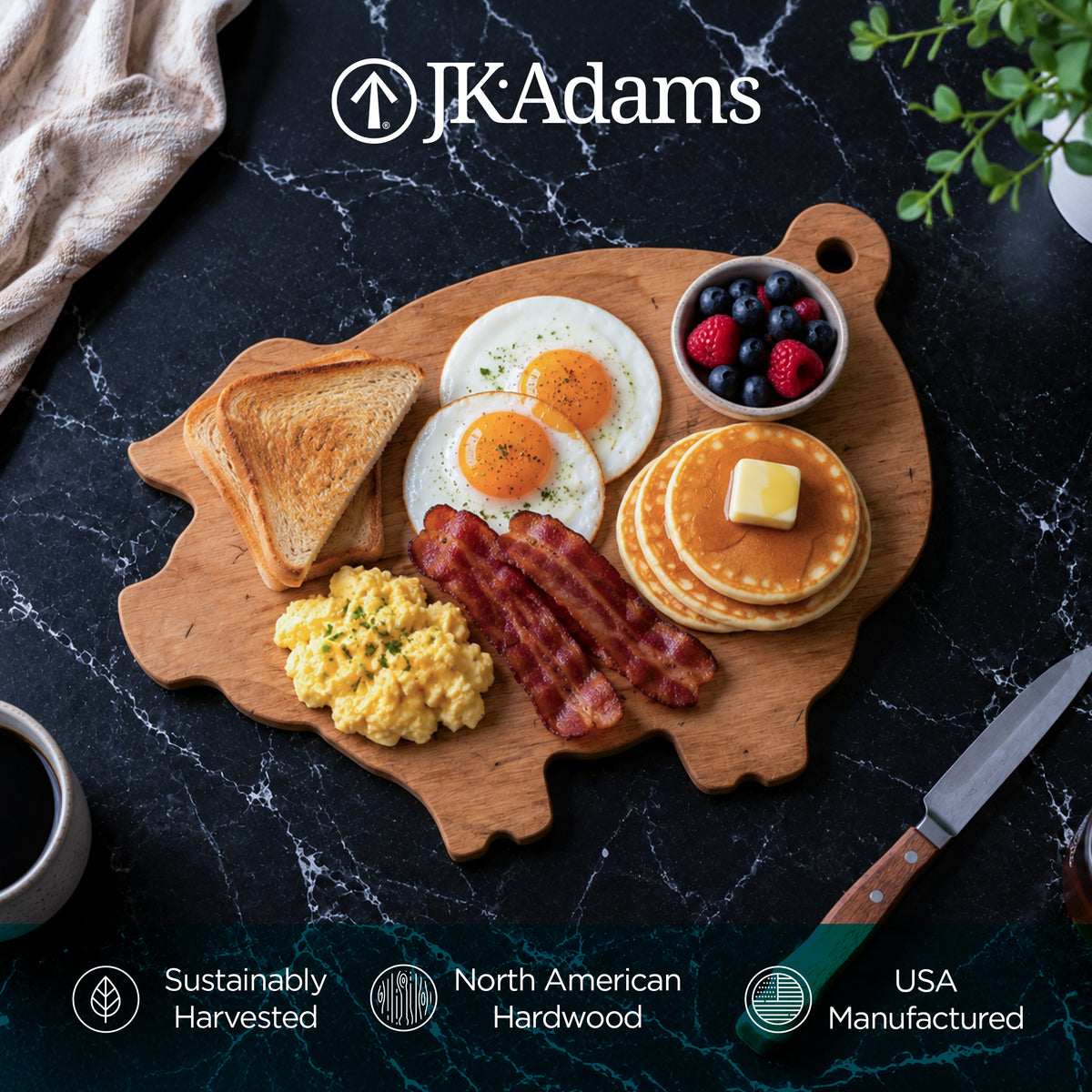 J.K. Adams Pig-Shaped Cutting Board for Cheese and Charcuterie, Maple, 10" x 12"