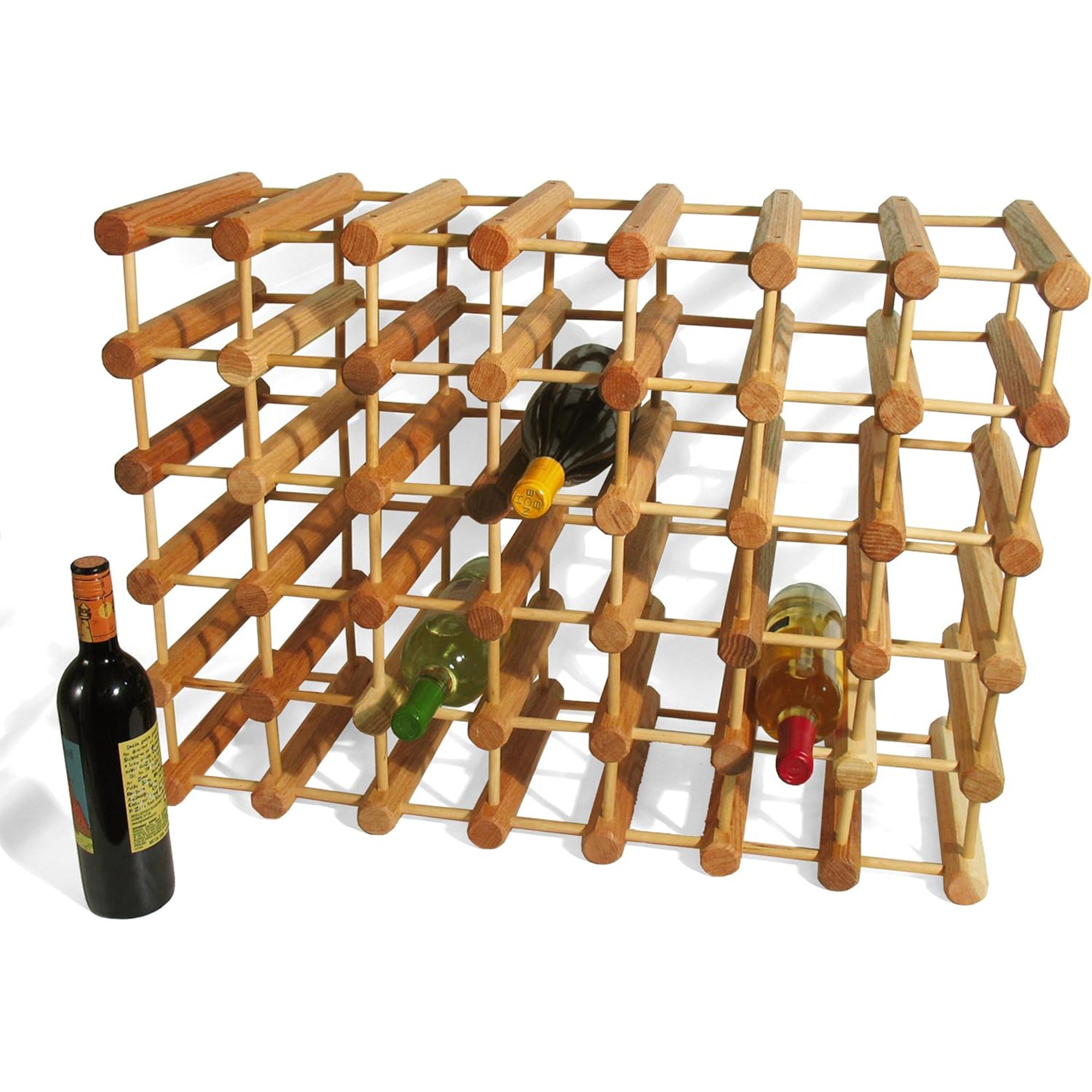 J.K. Adams Ash Wood Modular Wine Rack, Stackable Storage Holder, 40 Bottles - VMInnovations