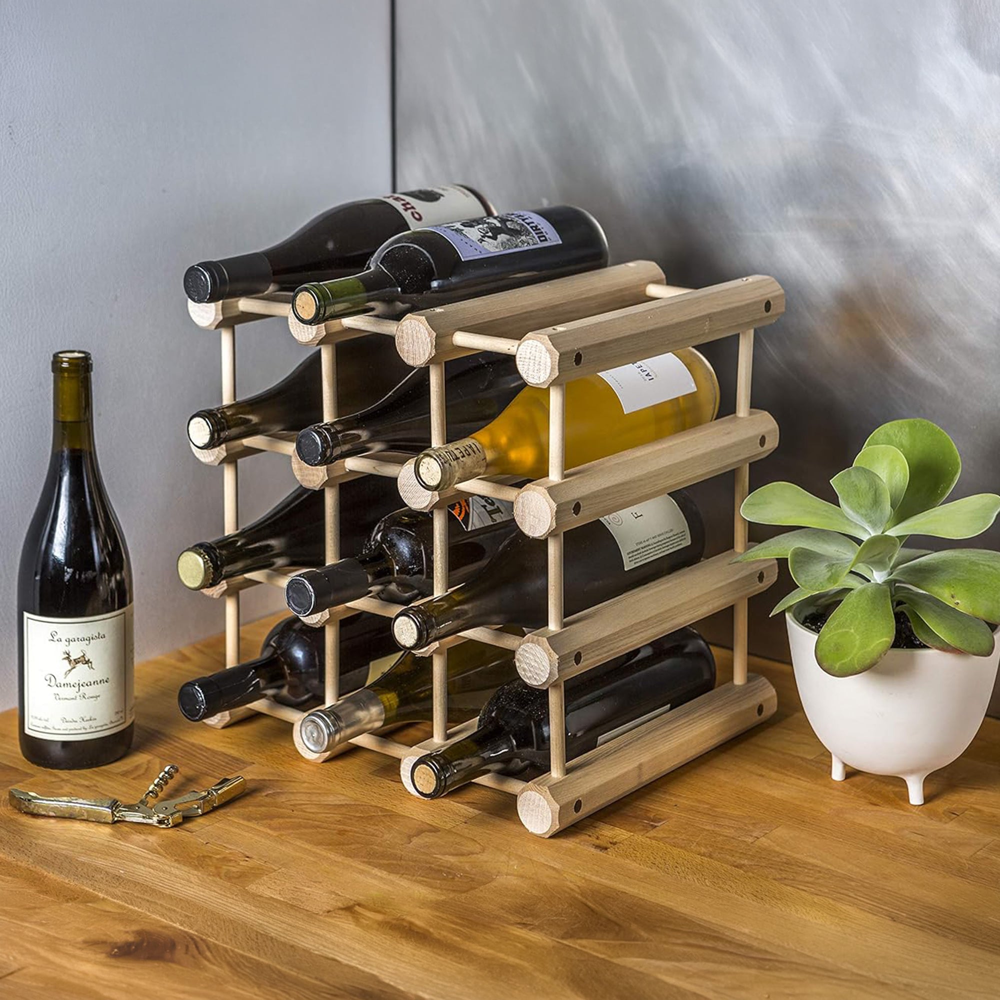 J.K. Adams Ash Wood Modular Wine Rack, Stackable Storage Holder, 40 Bottles - VMInnovations
