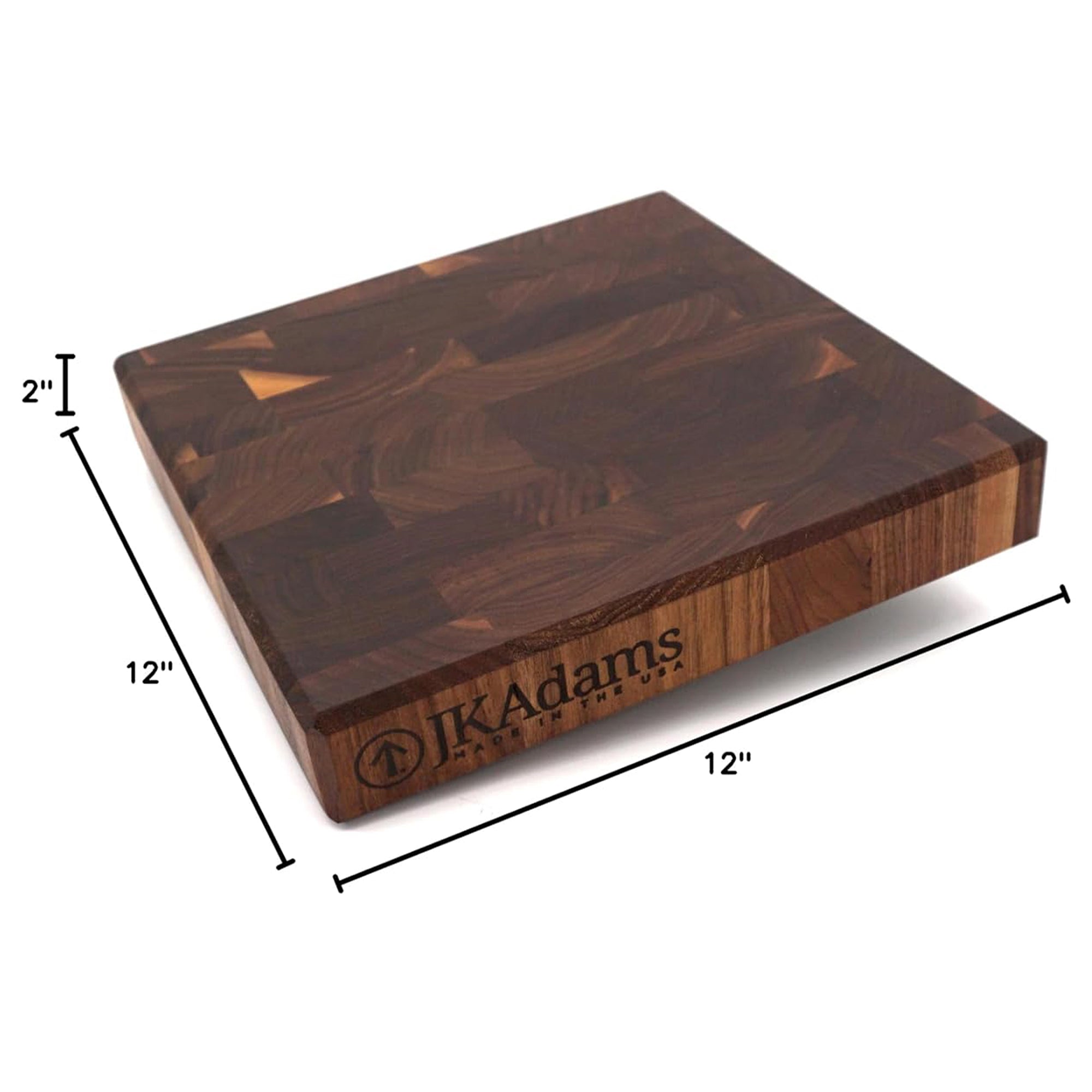 J.K. Adams Professional Series End Grain Cutting Board, Walnut, 12" x 12" x 2" - VMInnovations