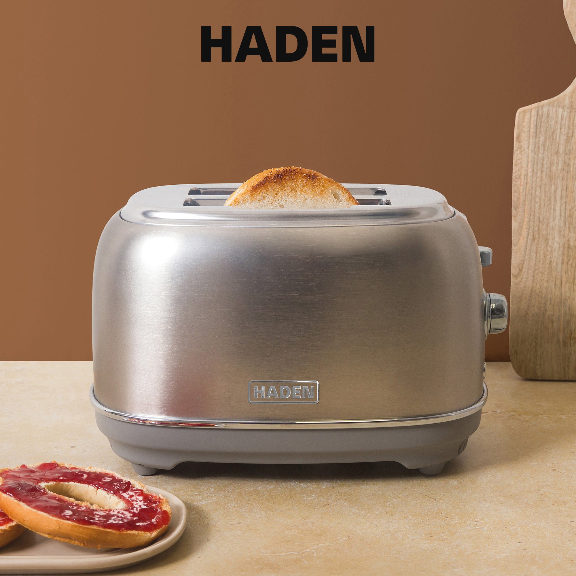 Haden Heritage 2-Slice Wide-Slot Toaster w/ Crumb Tray, Stainless Steel/Chrome - VMInnovations