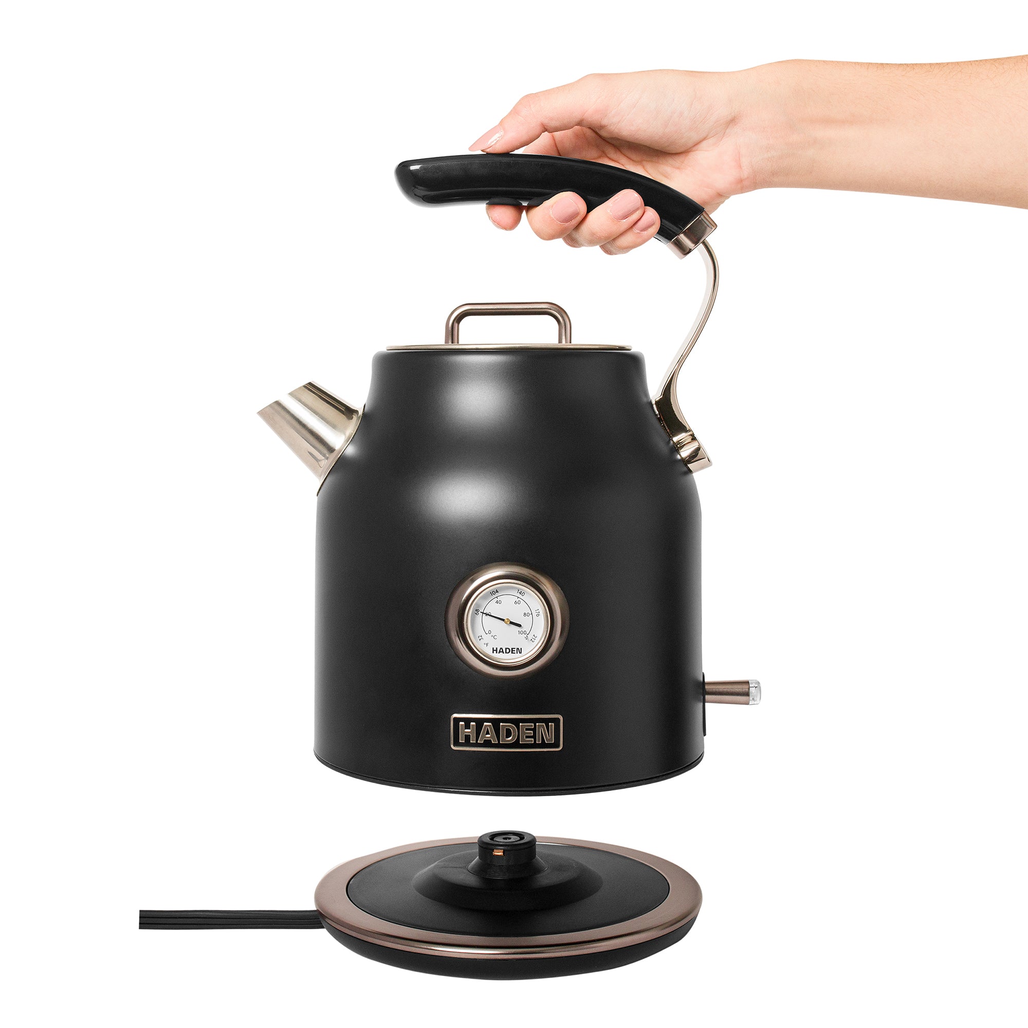 Haden Dorset 1.7L Cordless Electric Tea Kettle with Auto Shut-Off, Black/Pewter