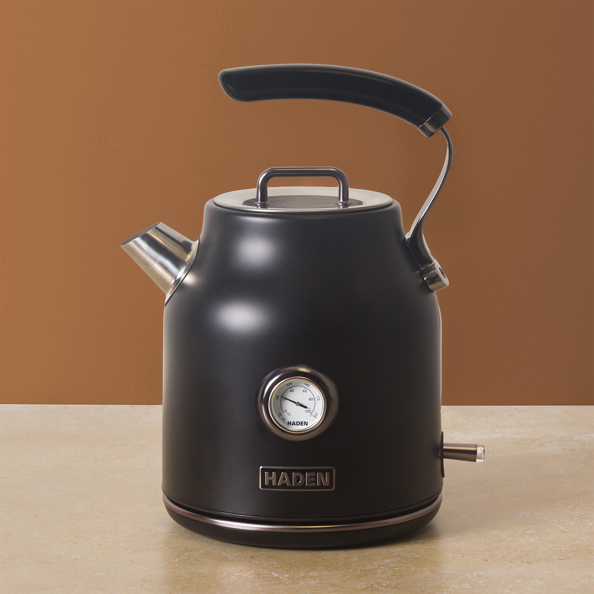 Haden Dorset 1.7L Cordless Electric Tea Kettle with Auto Shut-Off, Black/Pewter