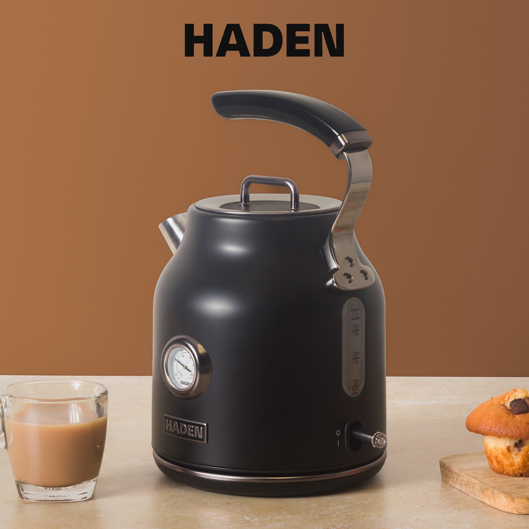 Haden Dorset 1.7L Cordless Electric Tea Kettle with Auto Shut-Off, Black/Pewter - VMInnovations