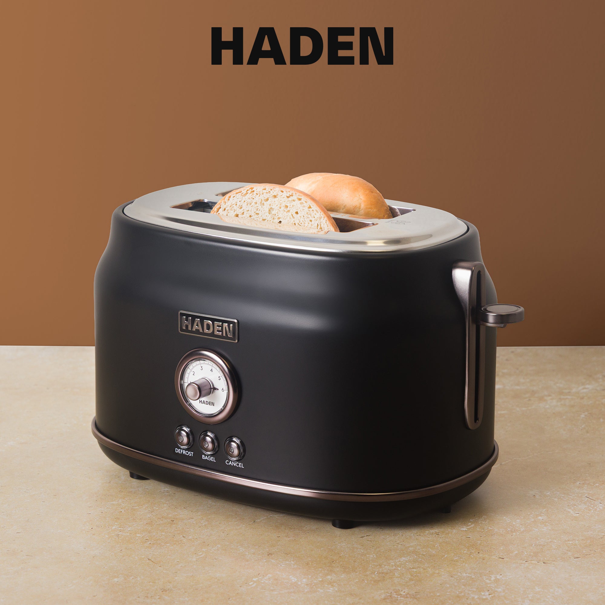 Haden Dorset 2-Slice Wide-Slot Stainless Steel Bread Toaster, Black and Pewter - VMInnovations