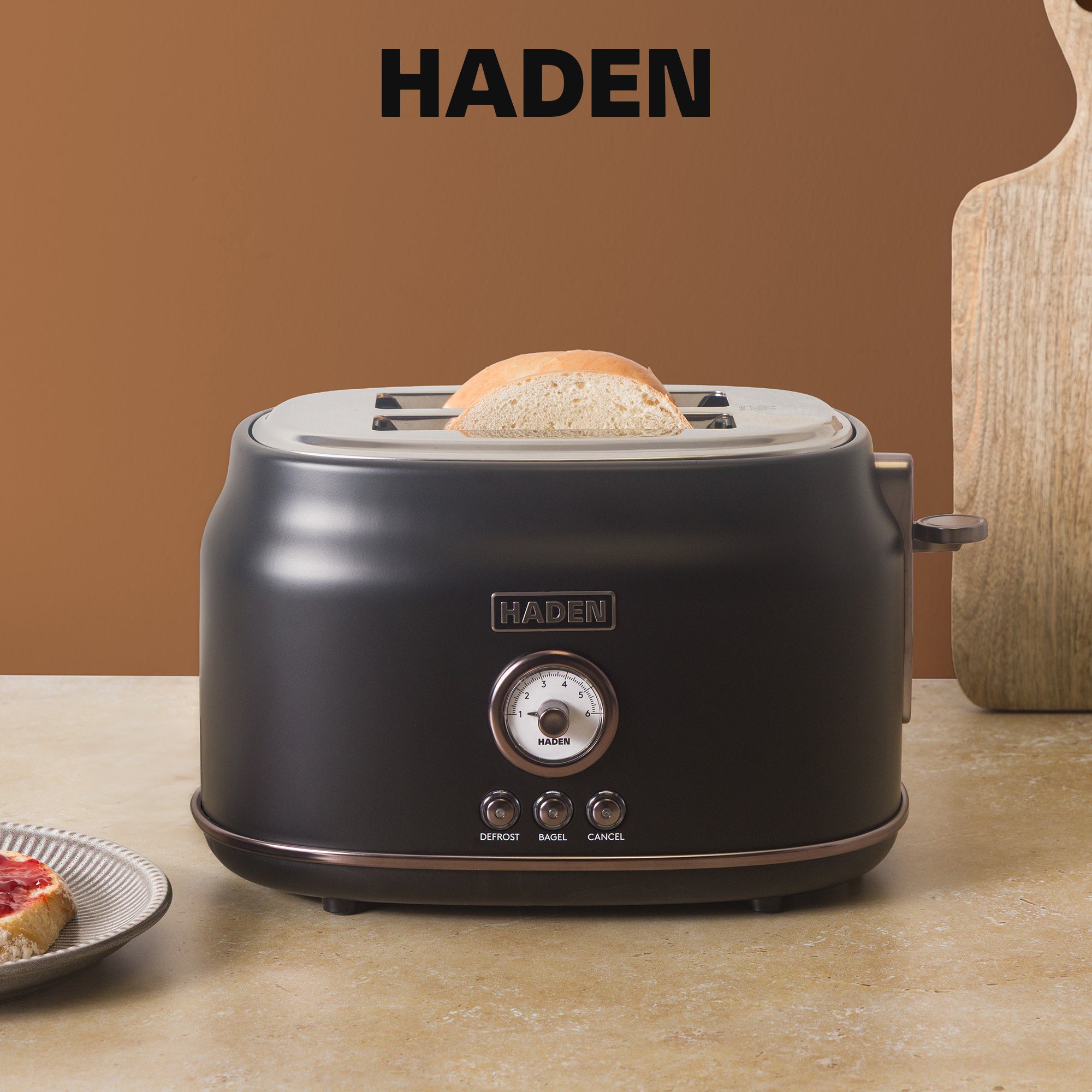 Haden Dorset 2-Slice Wide-Slot Stainless Steel Bread Toaster, Black and Pewter - VMInnovations