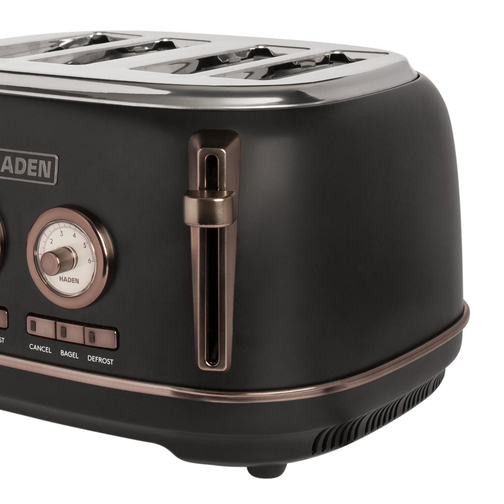 Haden Dorset 4-Slice Wide-Slot Stainless Steel Bread Toaster, Black and Pewter - VMInnovations