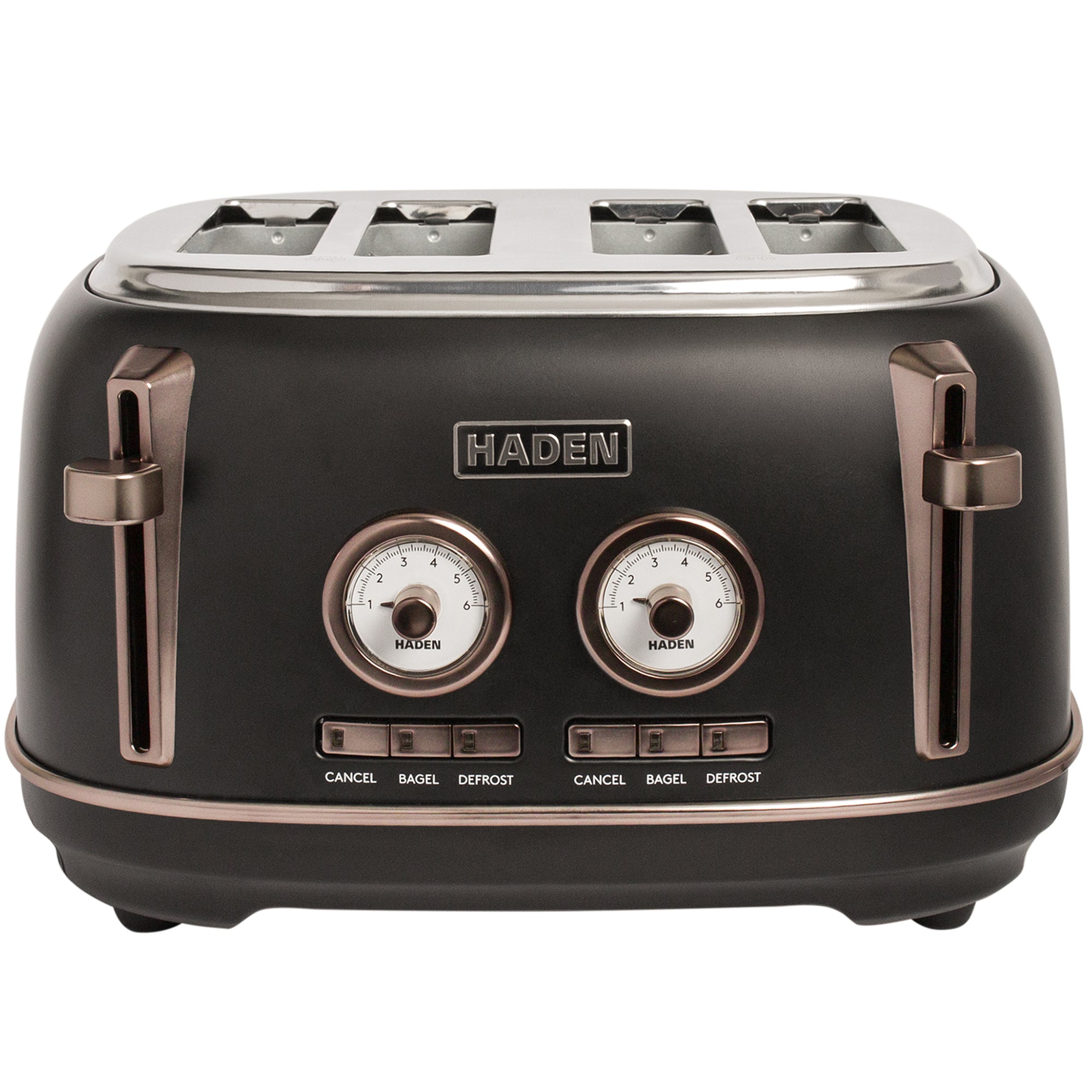 Haden Dorset 4-Slice Wide-Slot Stainless Steel Bread Toaster, Black and Pewter - VMInnovations