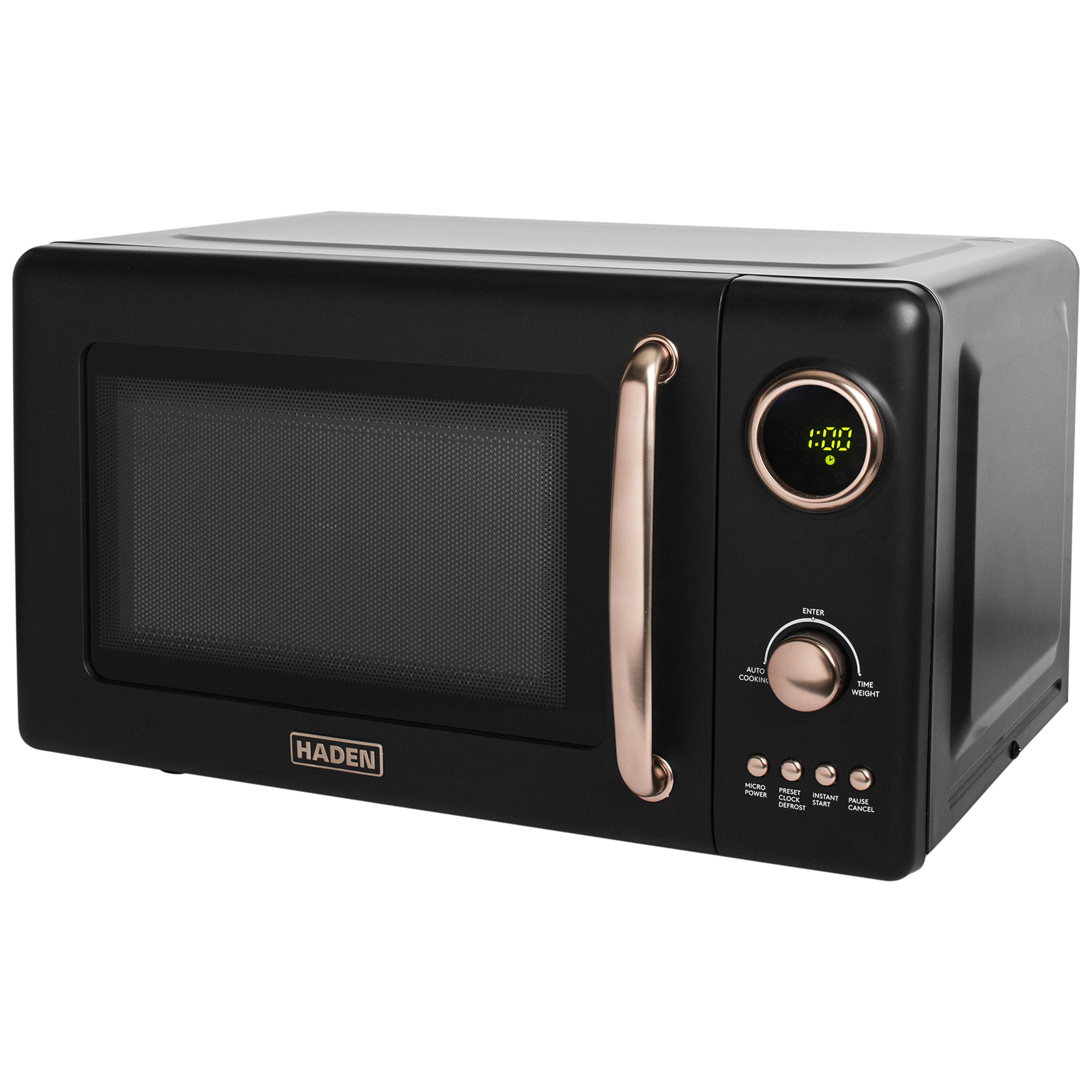 Haden 0.7 Cubic Foot Compact Countertop Microwave Oven, 700 Watts, Black/Pewter - VMInnovations