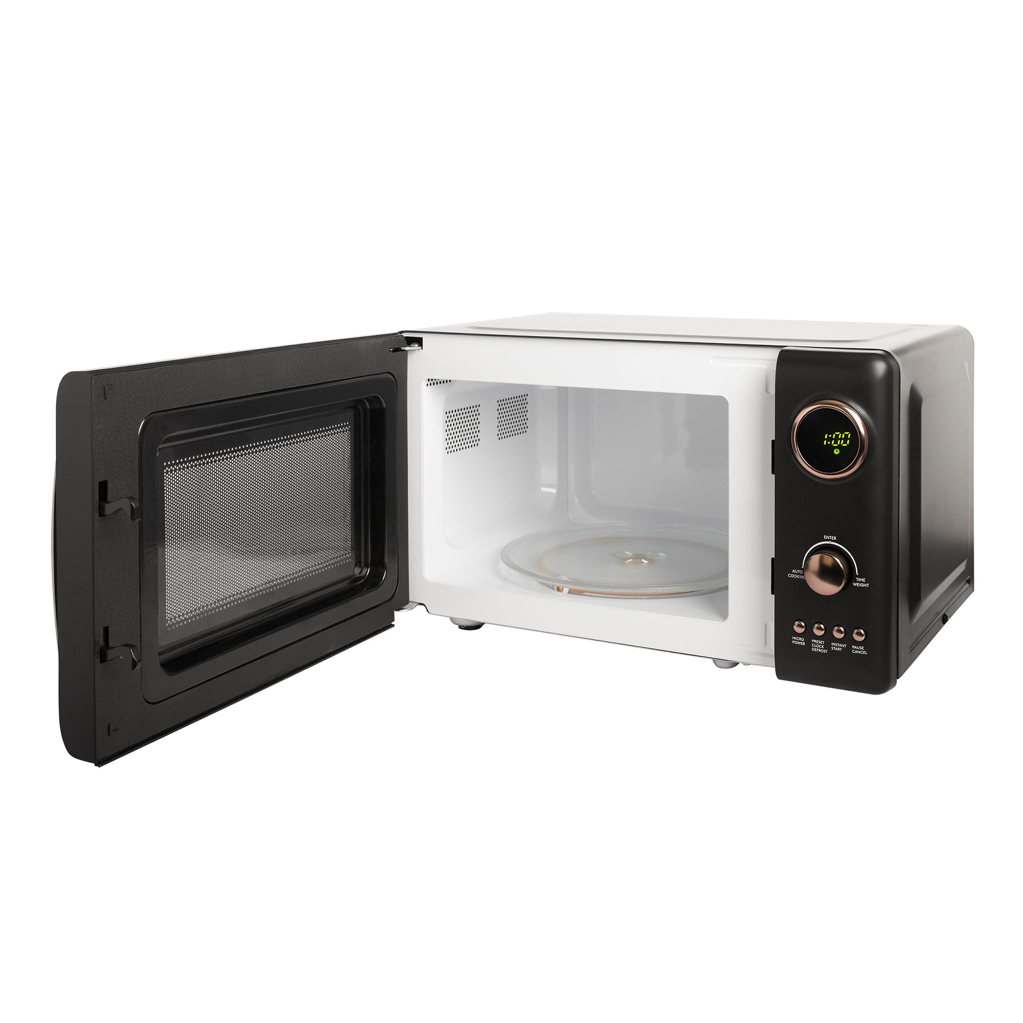 Haden 0.7 Cubic Foot Compact Countertop Microwave Oven, 700 Watts, Black/Pewter - VMInnovations