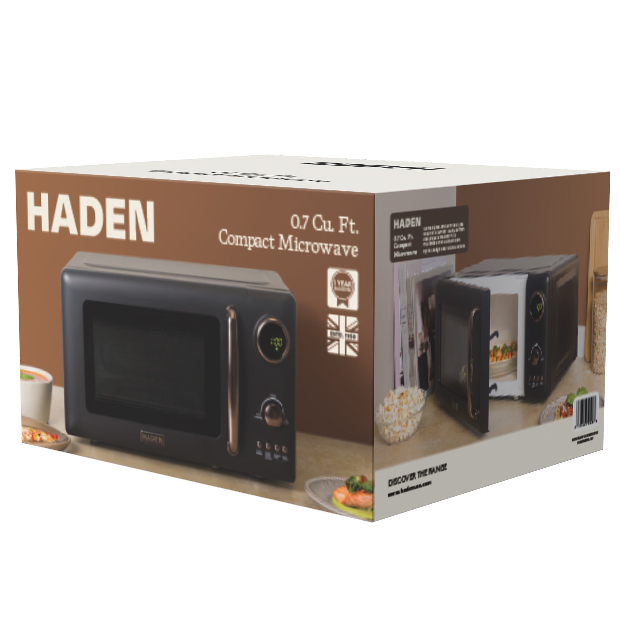 Haden 0.7 Cubic Foot Compact Countertop Microwave Oven, 700 Watts, Black/Pewter - VMInnovations