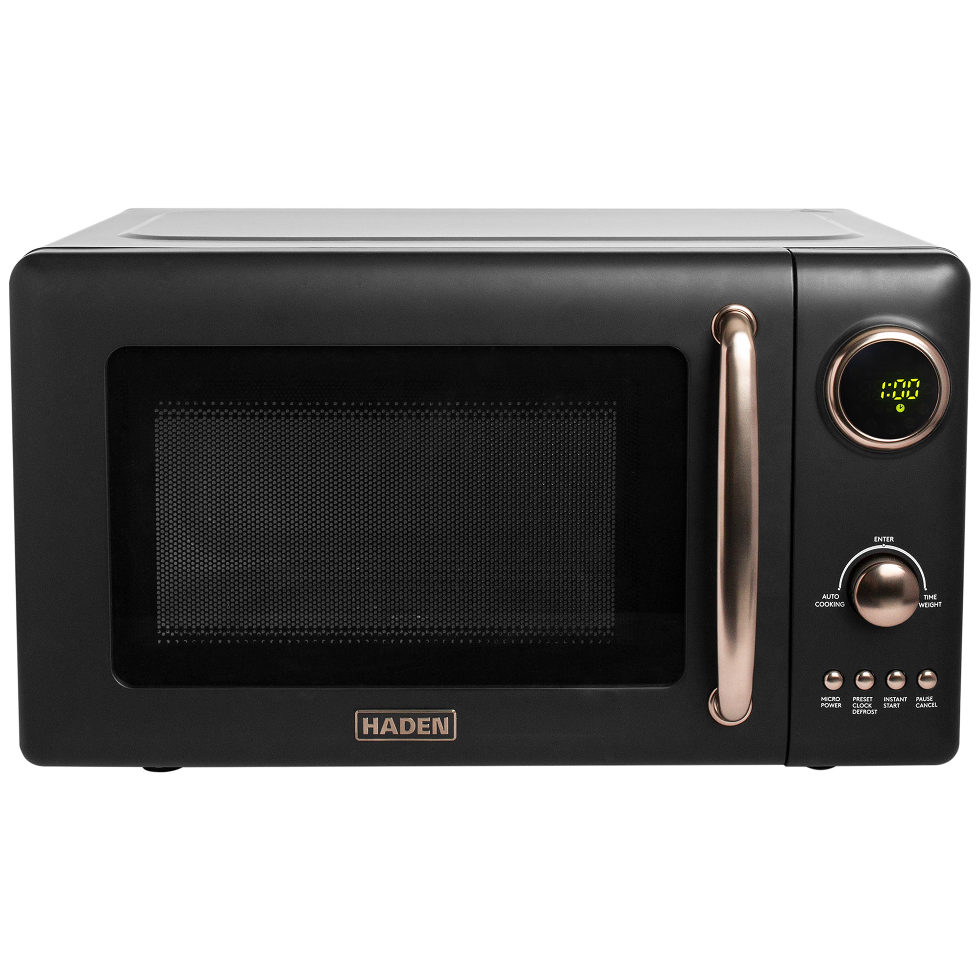 Haden 0.7 Cubic Foot Compact Countertop Microwave Oven, 700 Watts, Black/Pewter - VMInnovations