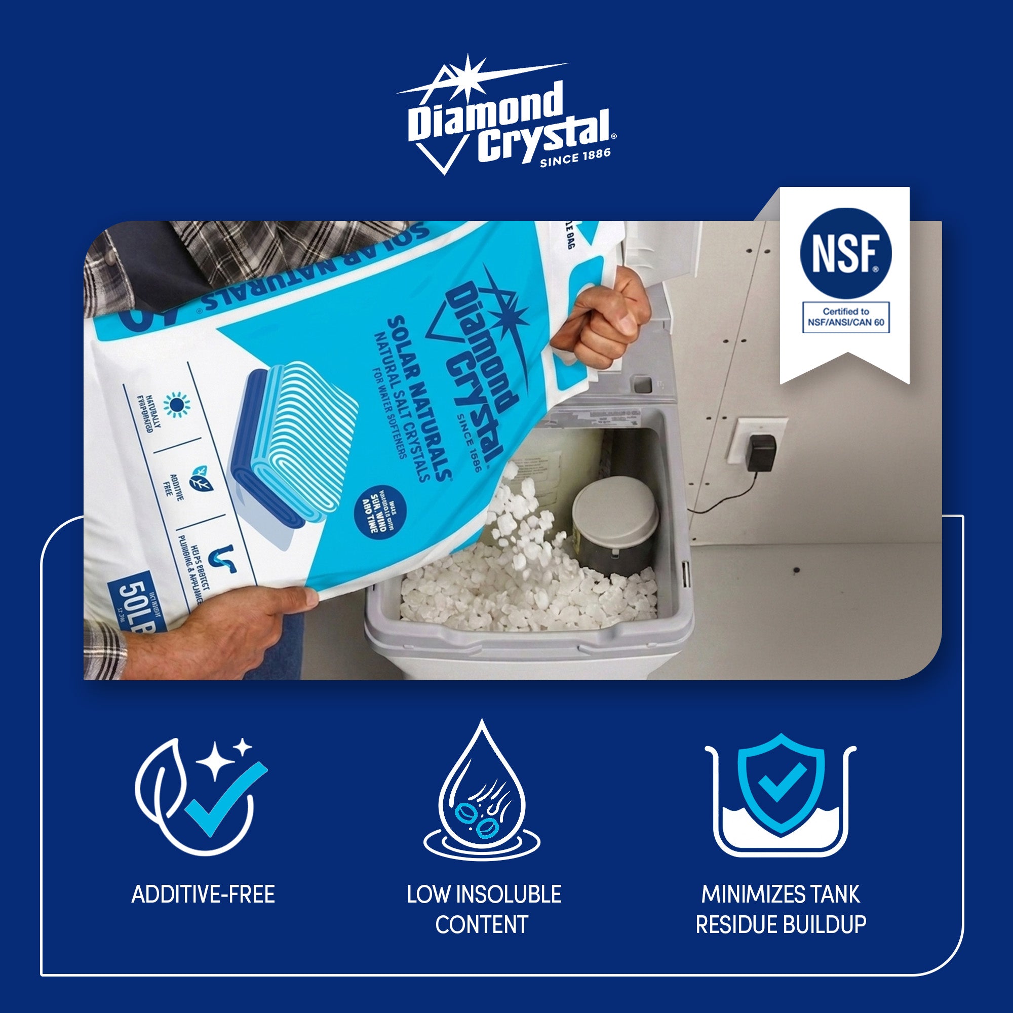 Diamond Crystal Solar Naturals Water Softener Pure Salt Crystals, 50 Pounds (4 Pack)