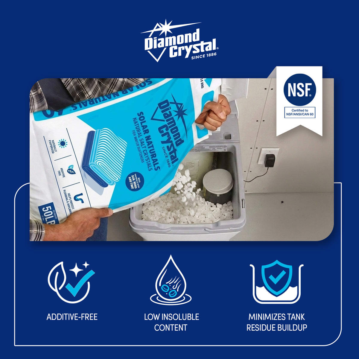 Diamond Crystal 4 Pack Solar Naturals Water Softener Pure Salt Crystals, 50 lbs