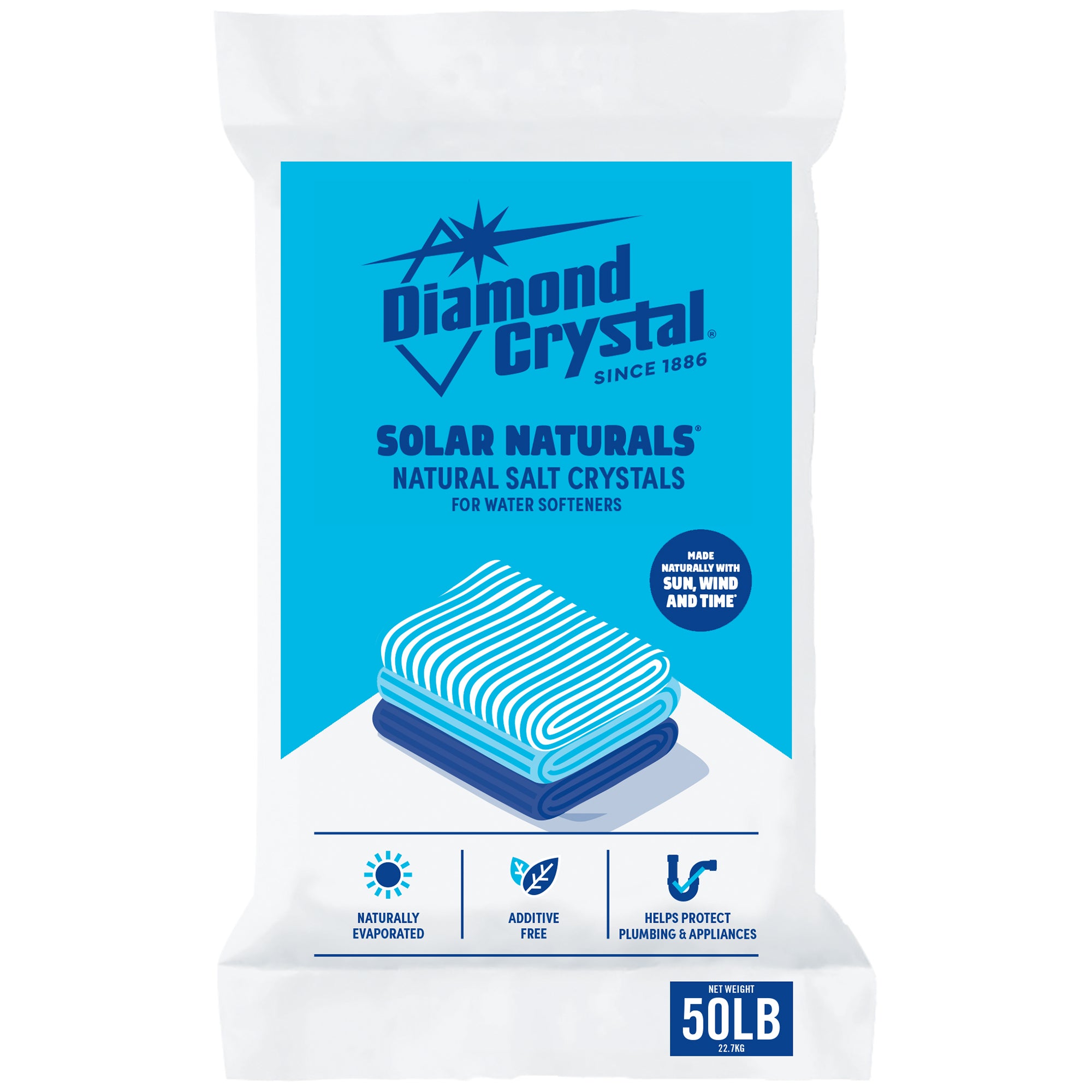 Diamond Crystal Solar Naturals Water Softener Pure Salt Crystals, 50 Pounds (2 Pack)