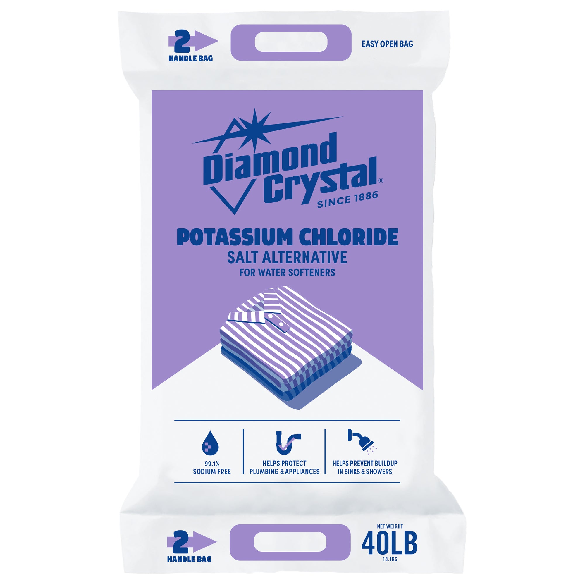 Diamond Crystal Potassium Chloride Salt Alternative for Water Softeners, 40 lbs.