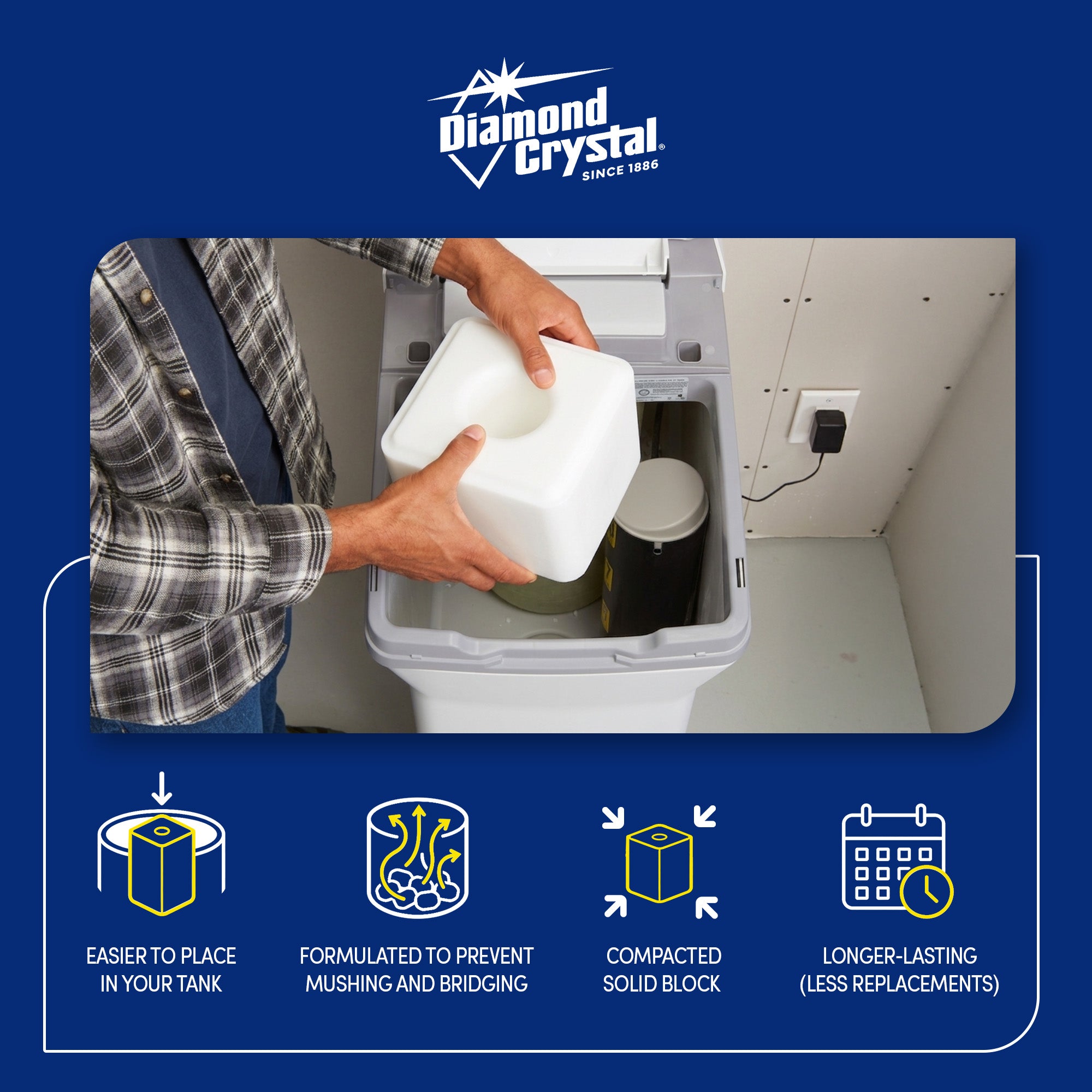 Diamond Crystal Bright and Soft Water Softener Soluble Salt Block, 50 Pounds