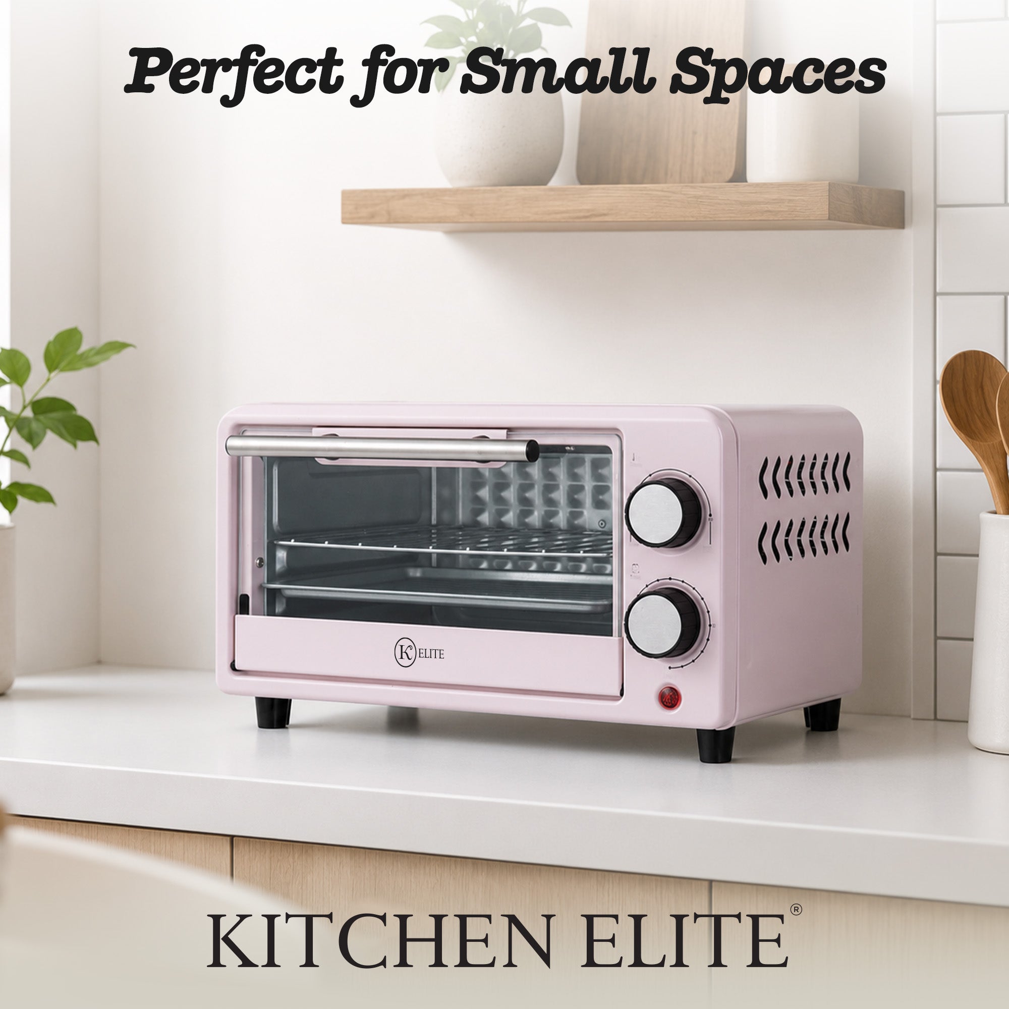 Kitchen Elite Compact Countertop Toaster Oven w Stainless Steel Tray, (Open Box)