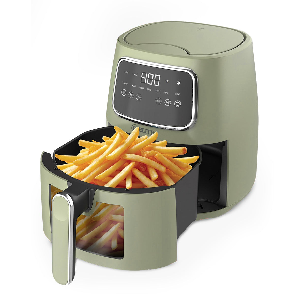 Kitchen Elite 5.5 Qt Digital Air Fryer, Countertop Cooker with LED Screen, Green