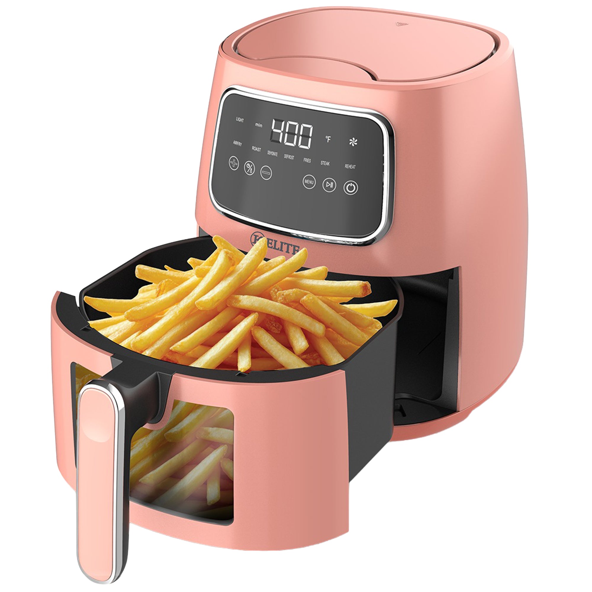 Kitchen Elite 5.5 Qt Digital Air Fryer, Countertop Cooker w/ LED Screen, Peach - VMInnovations