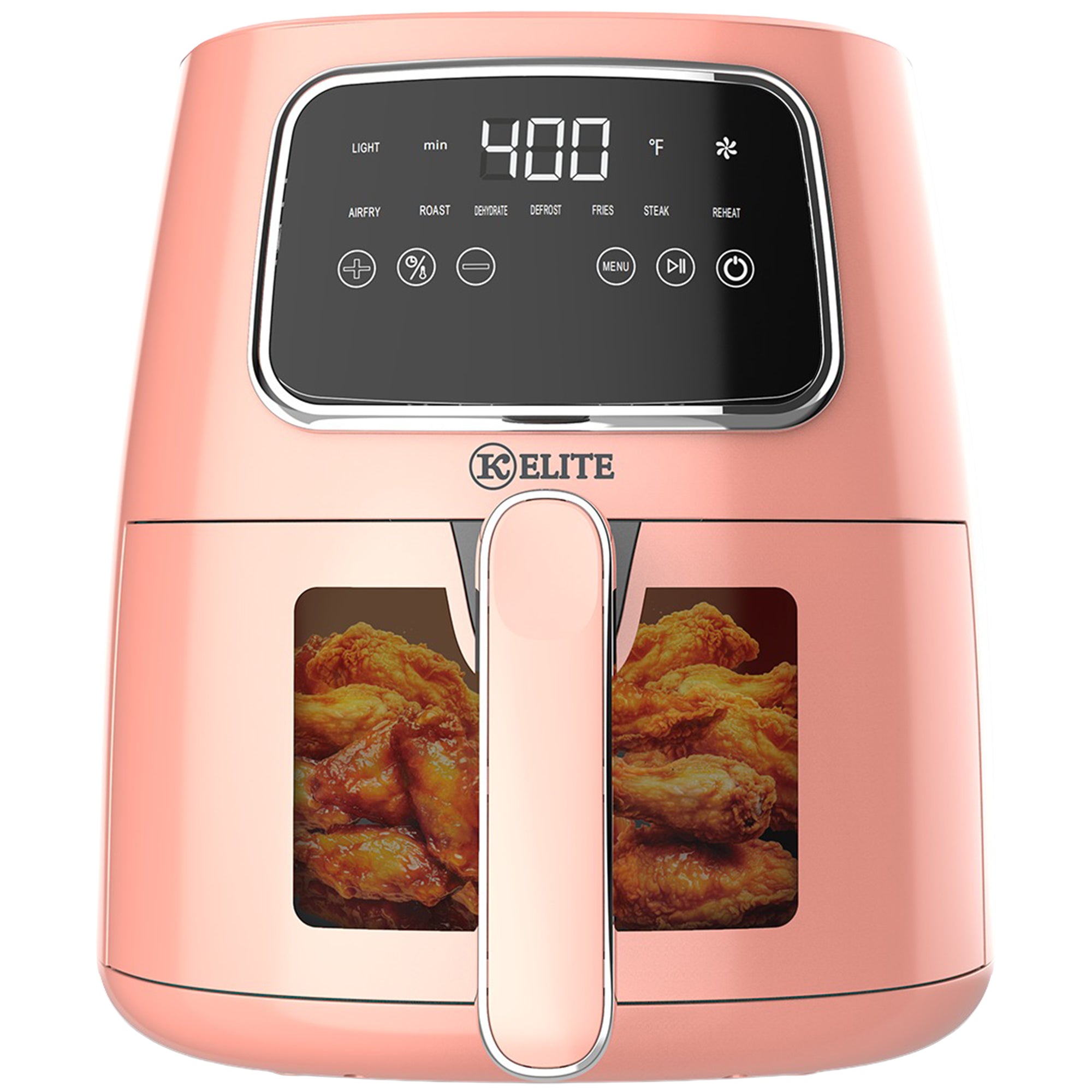 Kitchen Elite 5.5 Qt Digital Air Fryer, Countertop Cooker w/ LED Screen, Peach - VMInnovations