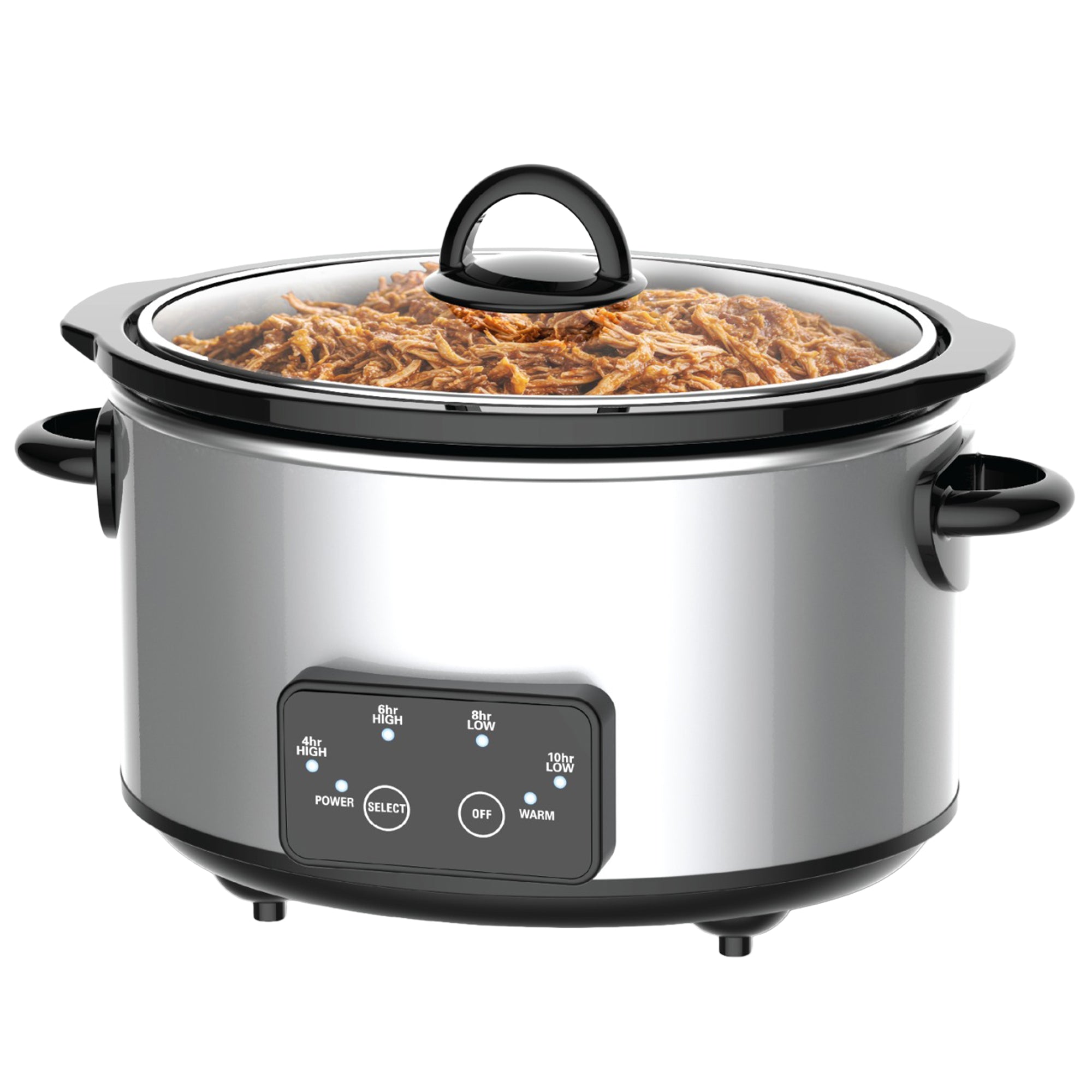 Kitchen Elite 4 Qt Oval Programmable Slow Cooker, Stainless Steel with Glass Lid - VMInnovations