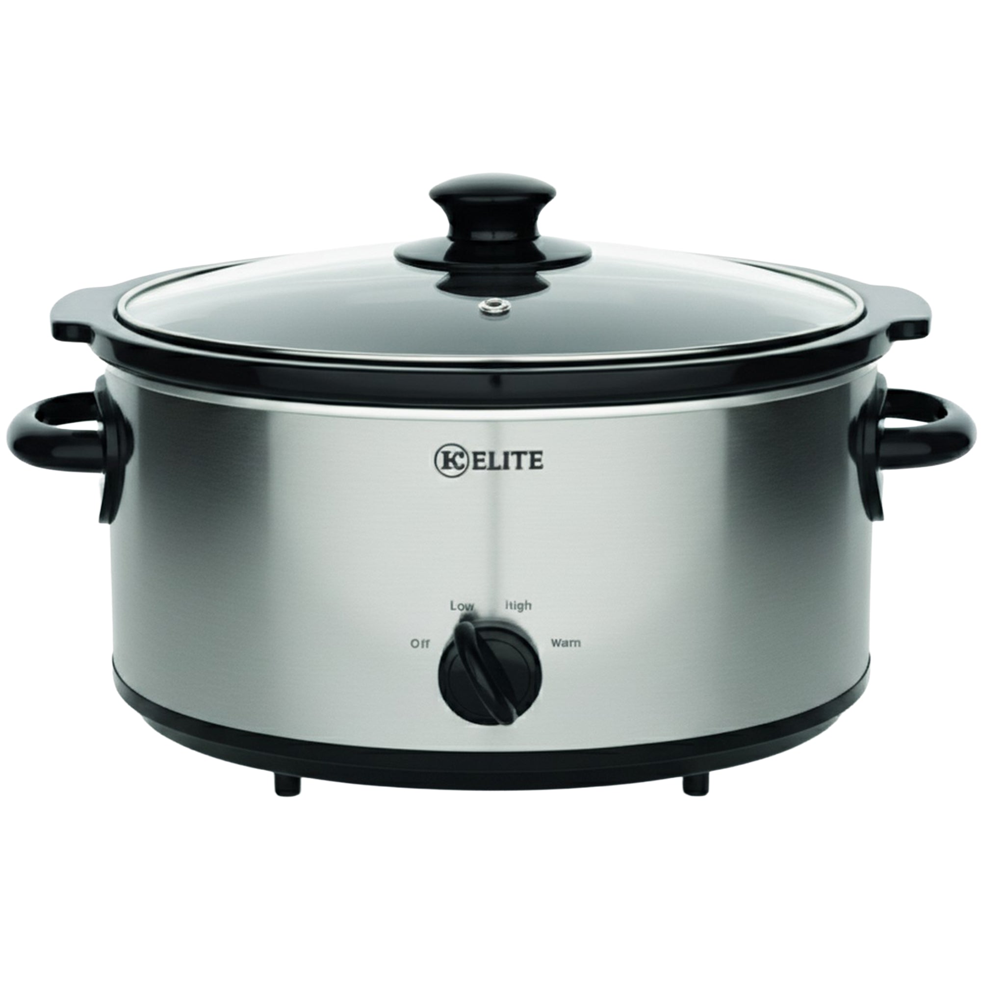 Kitchen Elite 5 Qt Slow Cooker, Stainless Steel Ceramic Crock Pot with Glass Lid - VMInnovations