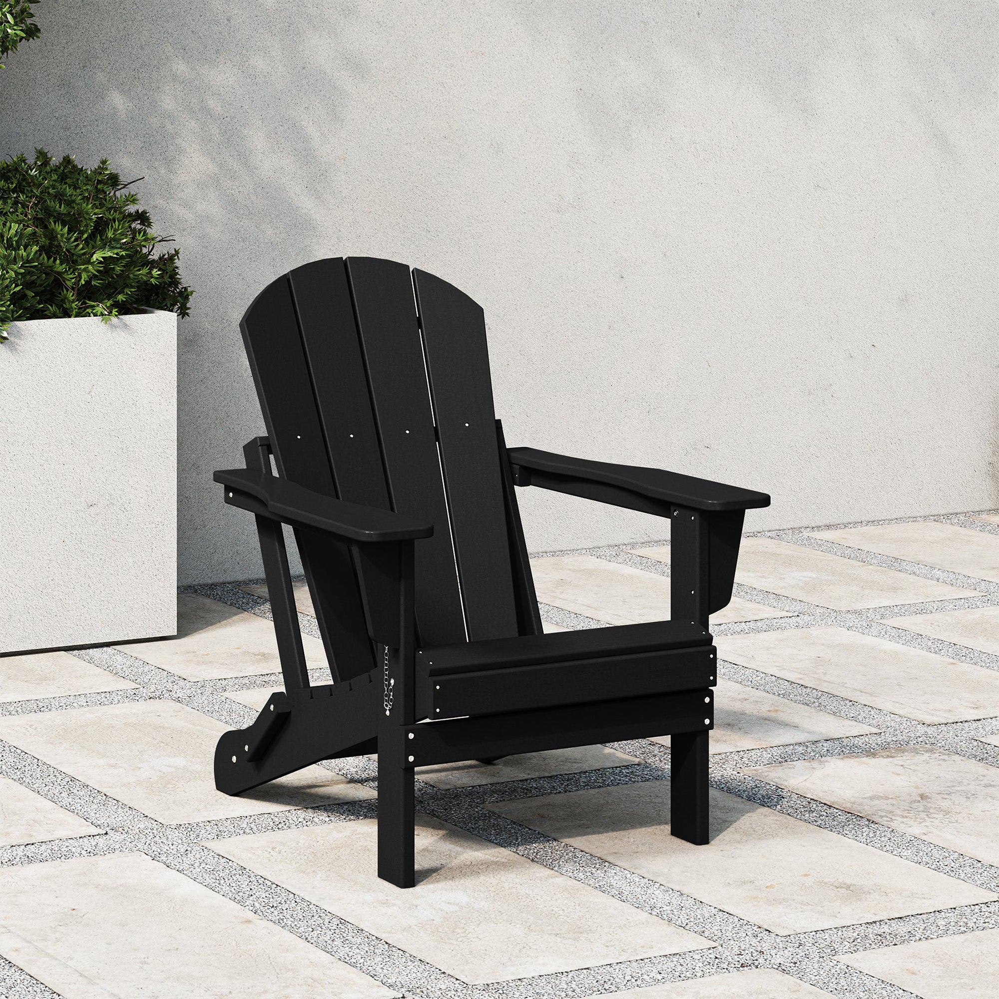 WestinTrends Malibu Classic Outdoor Patio HDPE Folding Adirondack Chair, Black