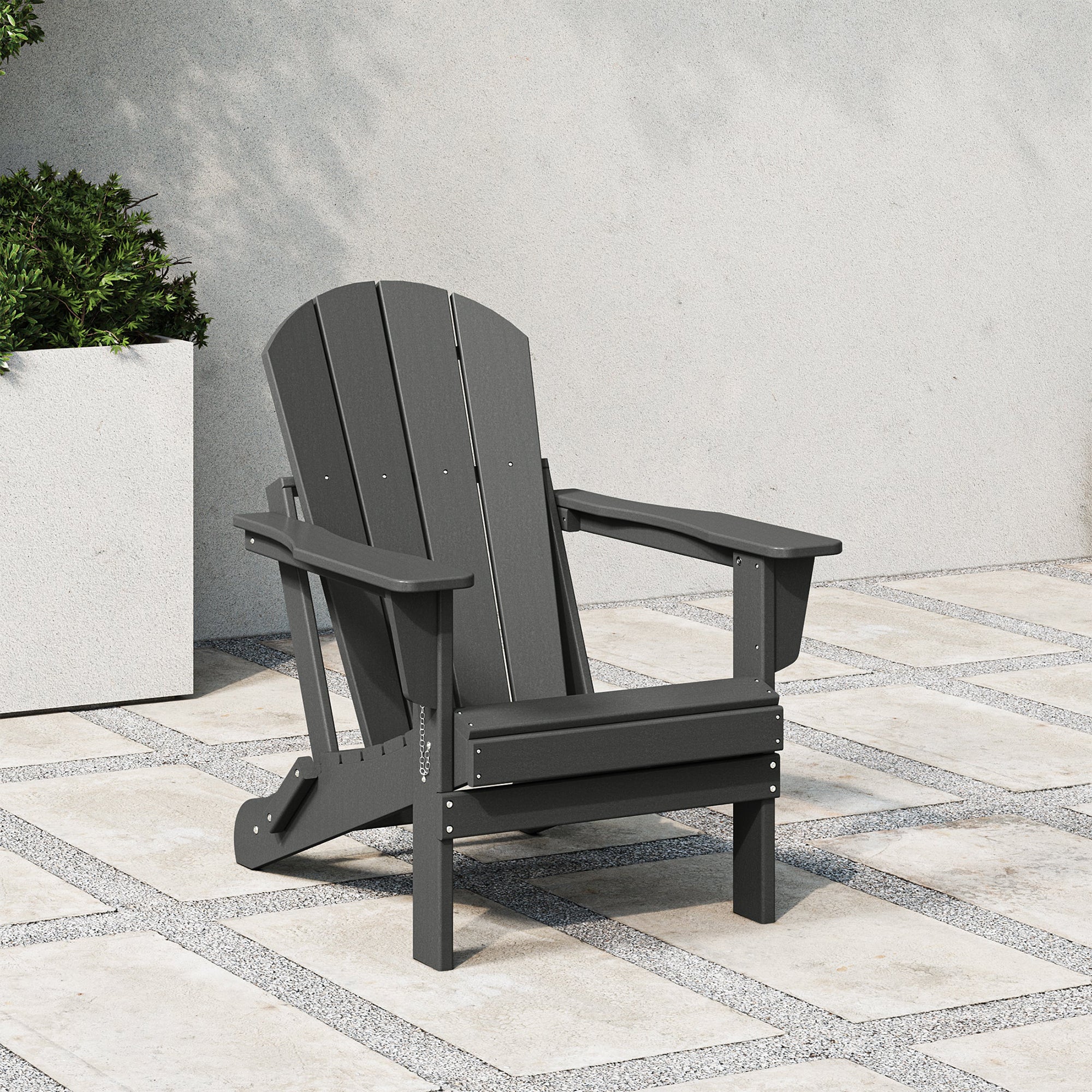 WestinTrends Malibu Outdoor Patio HDPE Plastic Folding Adirondack Chair, Gray