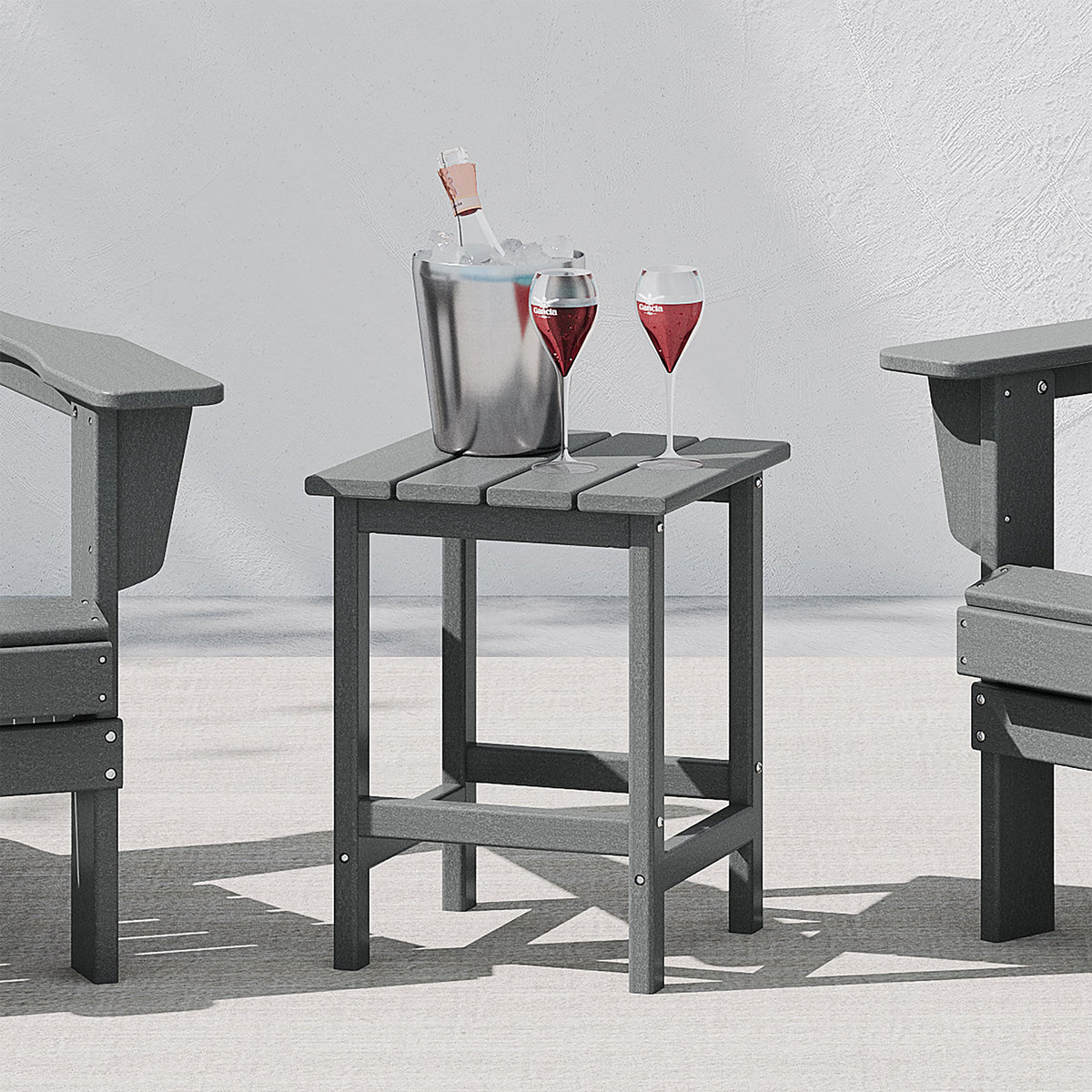 WestinTrends Malibu 14" Square Outdoor Side Table for Adirondack Chair, Gray