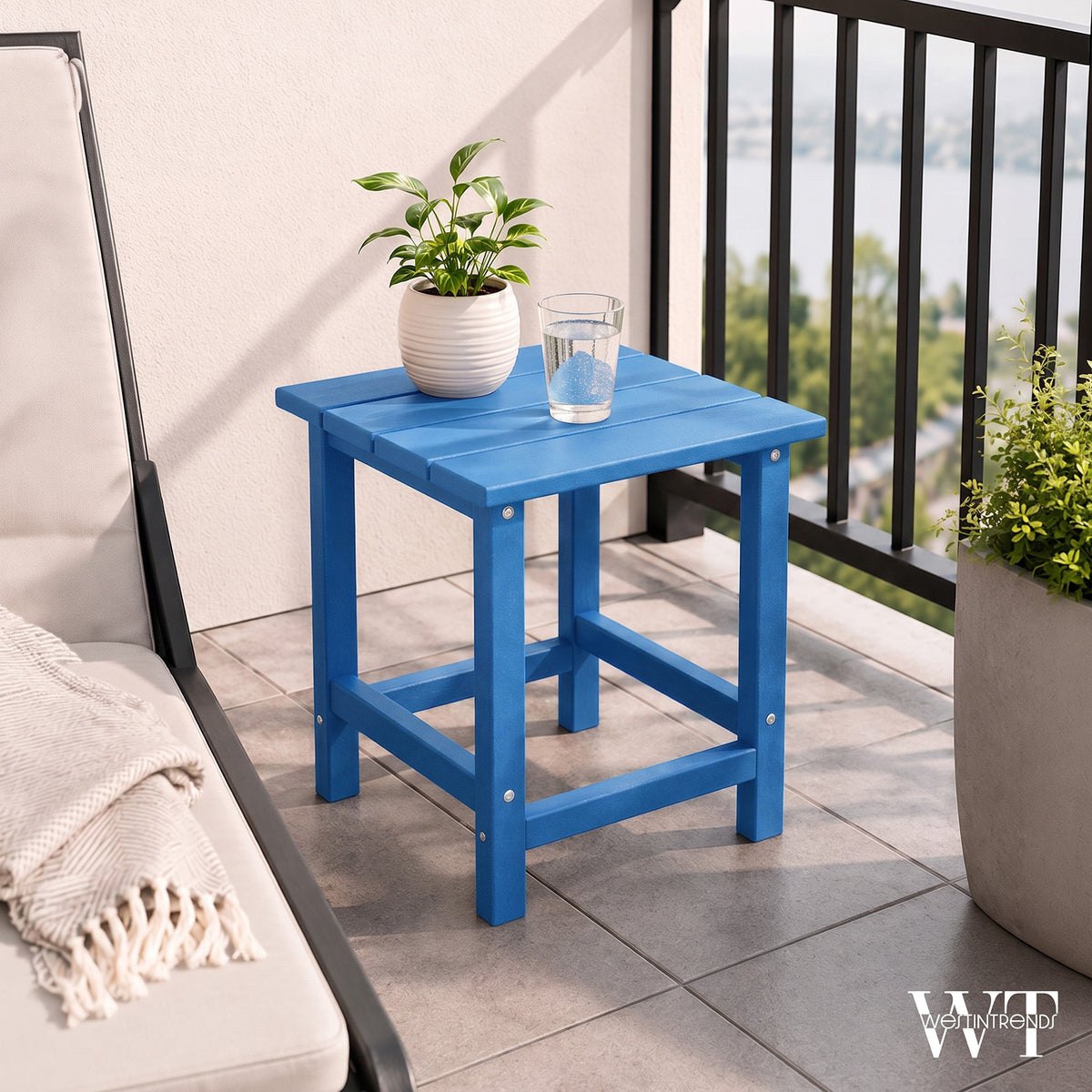 WestinTrends Malibu 14-Inch Square Outdoor Side Table for Adirondack Chair