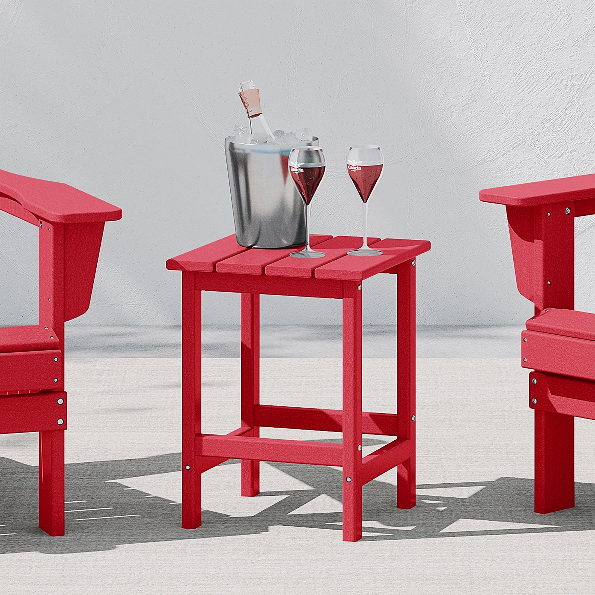 WestinTrends Malibu 14" Square Outdoor Side Table for Adirondack Chair, Red
