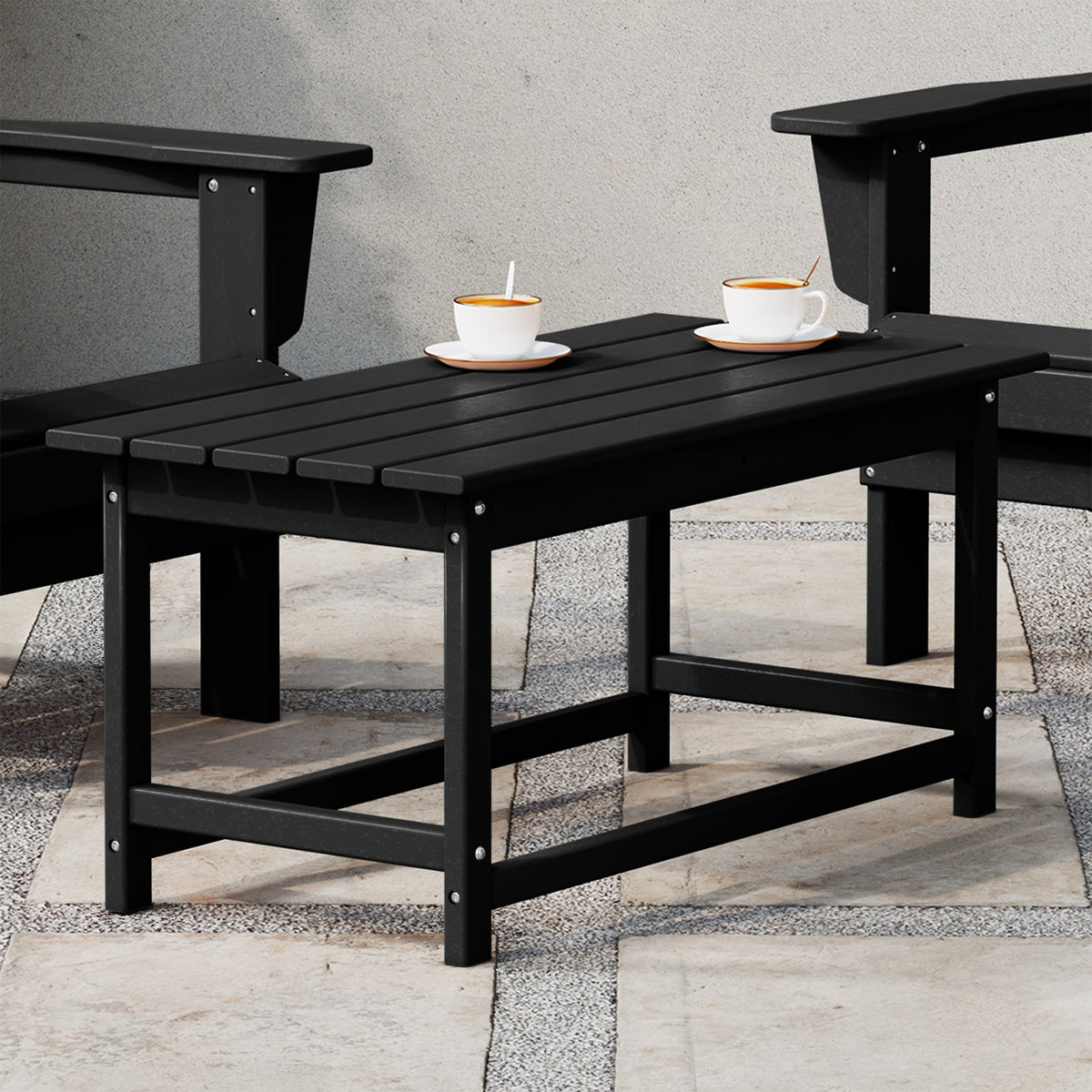 WestinTrends Malibu Outdoor Poly Lumber Coffee Table, 35.25 x 17.5 Inch, Black